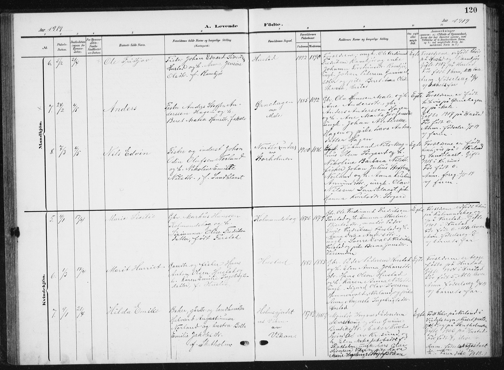 Ministerialprotokoller, klokkerbøker og fødselsregistre - Møre og Romsdal, AV/SAT-A-1454/567/L0784: Parish register (copy) no. 567C04, 1903-1938, p. 120