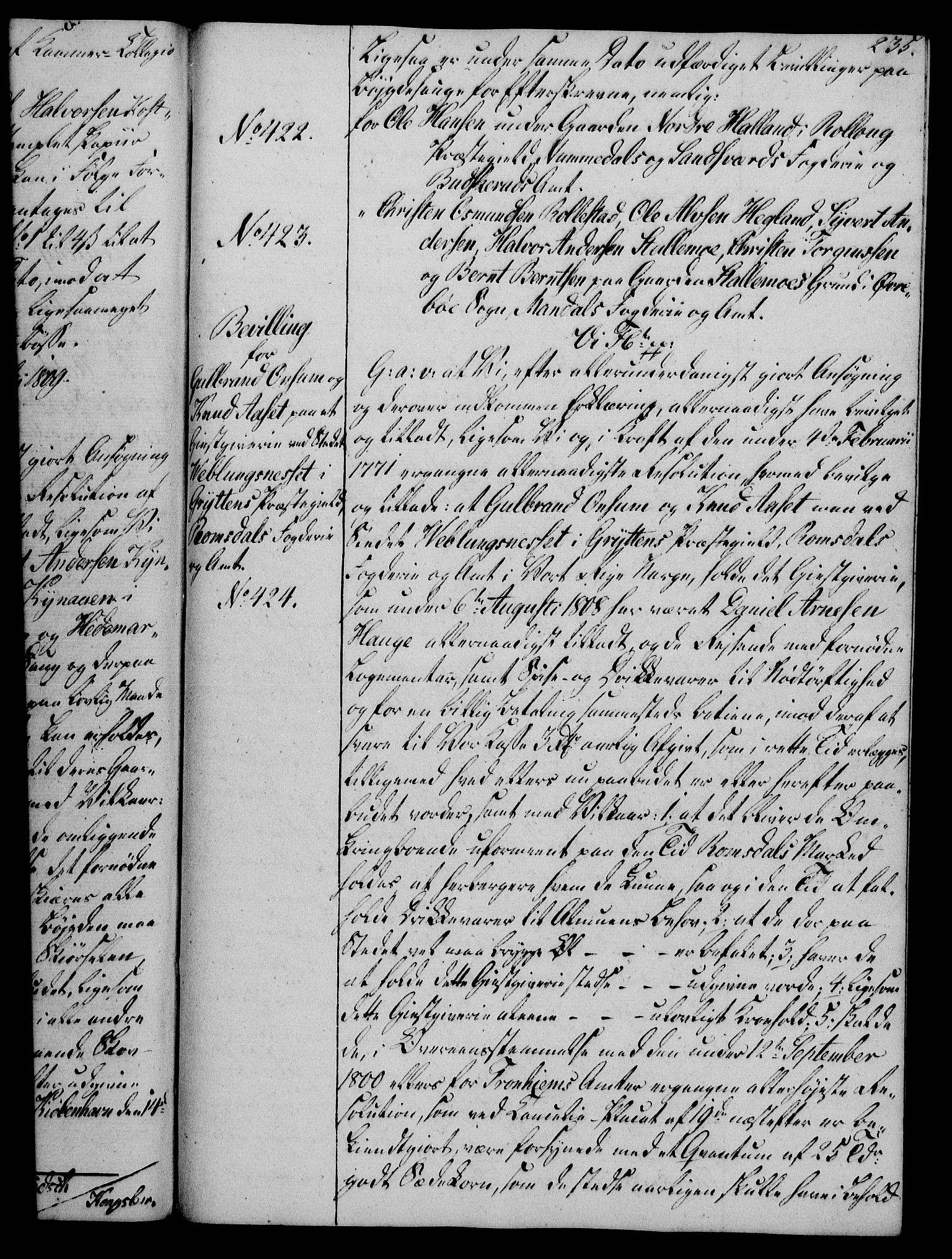 Rentekammeret, Kammerkanselliet, RA/EA-3111/G/Gg/Gga/L0019: Norsk ekspedisjonsprotokoll med register (merket RK 53.19), 1807-1810, p. 235