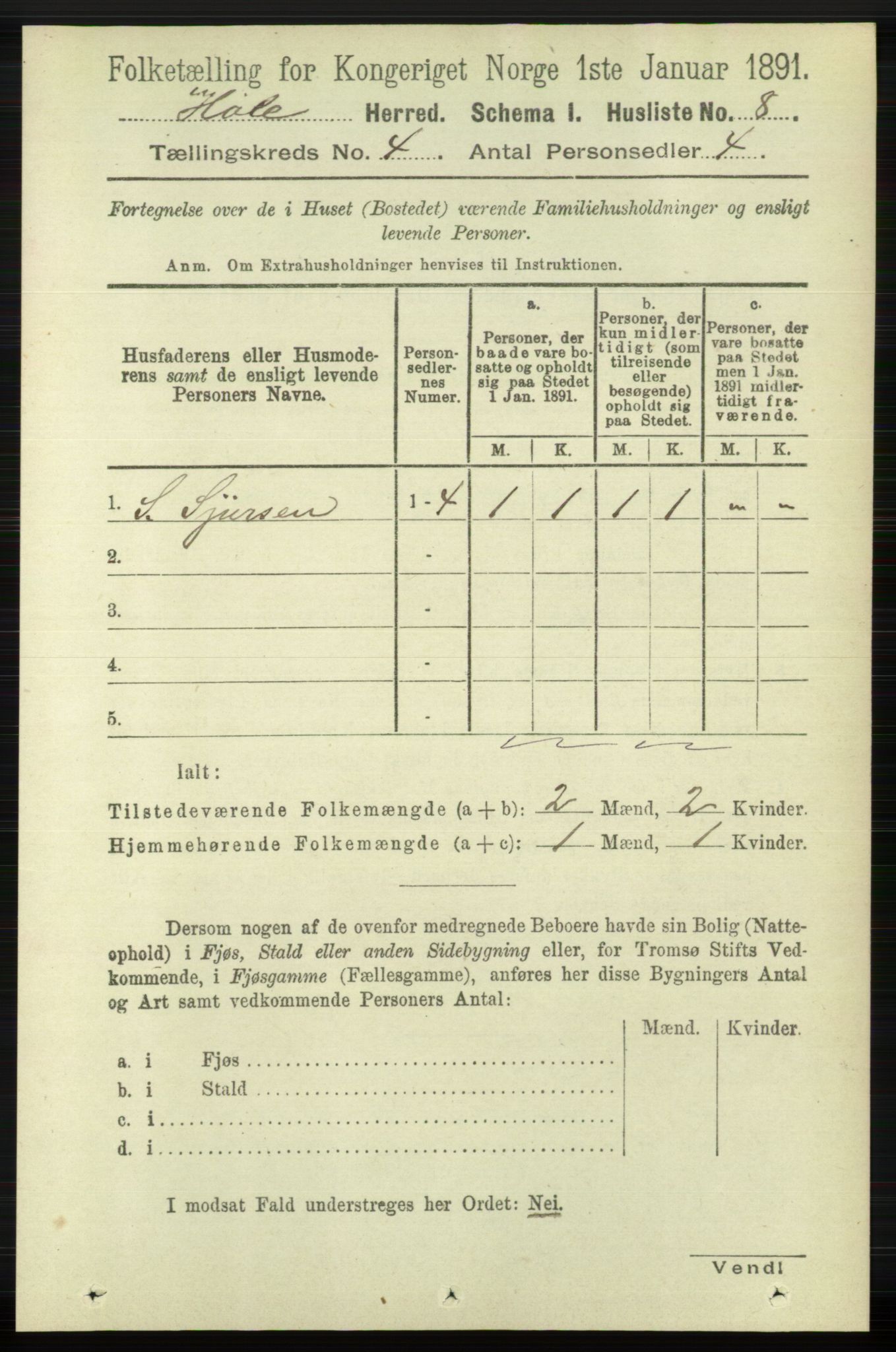 RA, 1891 census for 1128 Høle, 1891, p. 823