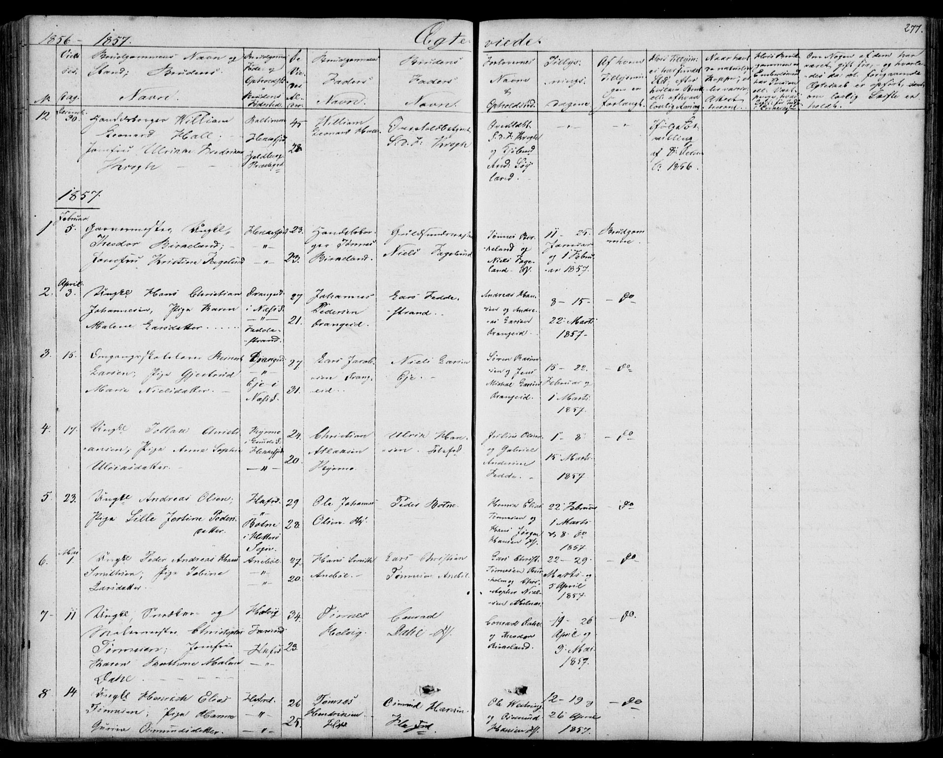 Flekkefjord sokneprestkontor, AV/SAK-1111-0012/F/Fb/Fbc/L0005: Parish register (copy) no. B 5, 1846-1866, p. 277