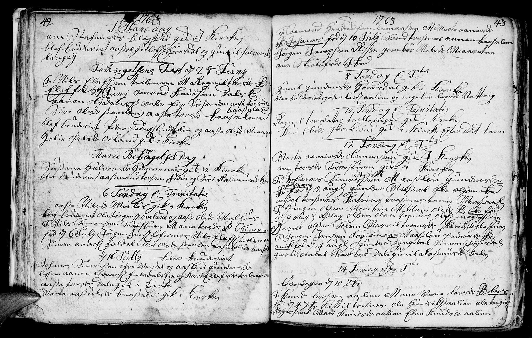 Froland sokneprestkontor, AV/SAK-1111-0013/F/Fb/L0003: Parish register (copy) no. B 3, 1759-1776, p. 42-43