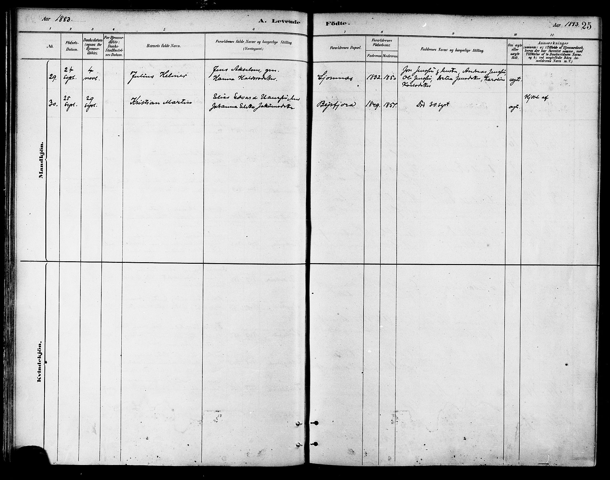 Ministerialprotokoller, klokkerbøker og fødselsregistre - Nordland, AV/SAT-A-1459/866/L0938: Parish register (official) no. 866A01, 1879-1893, p. 25