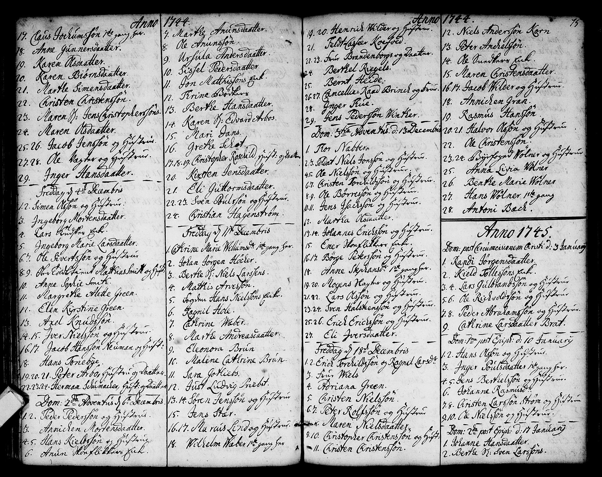 Strømsø kirkebøker, SAKO/A-246/F/Fa/L0006: Parish register (official) no. I 6, 1740-1747, p. 75