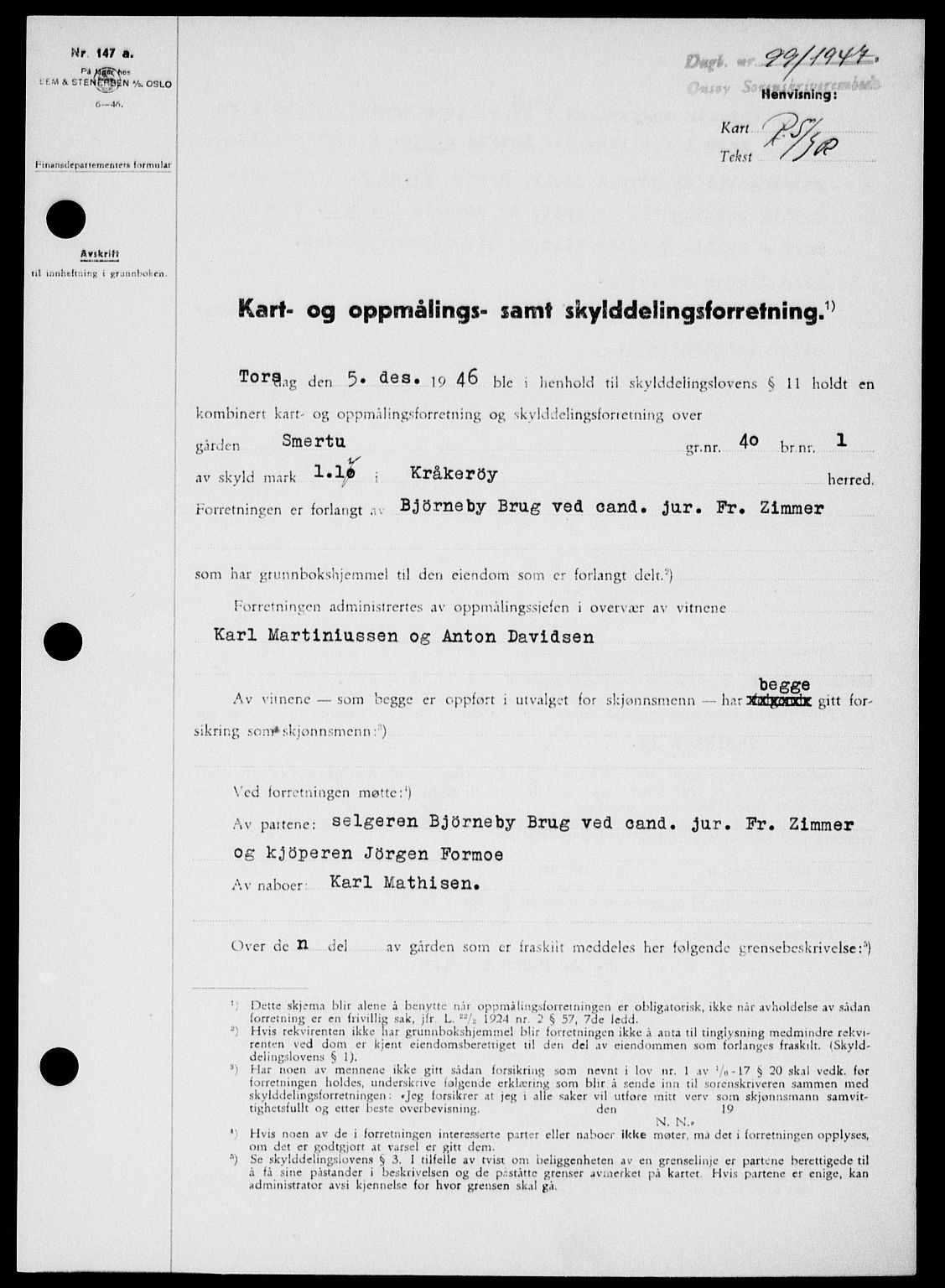 Onsøy sorenskriveri, SAO/A-10474/G/Ga/Gab/L0018: Mortgage book no. II A-18, 1946-1947, Diary no: : 99/1947