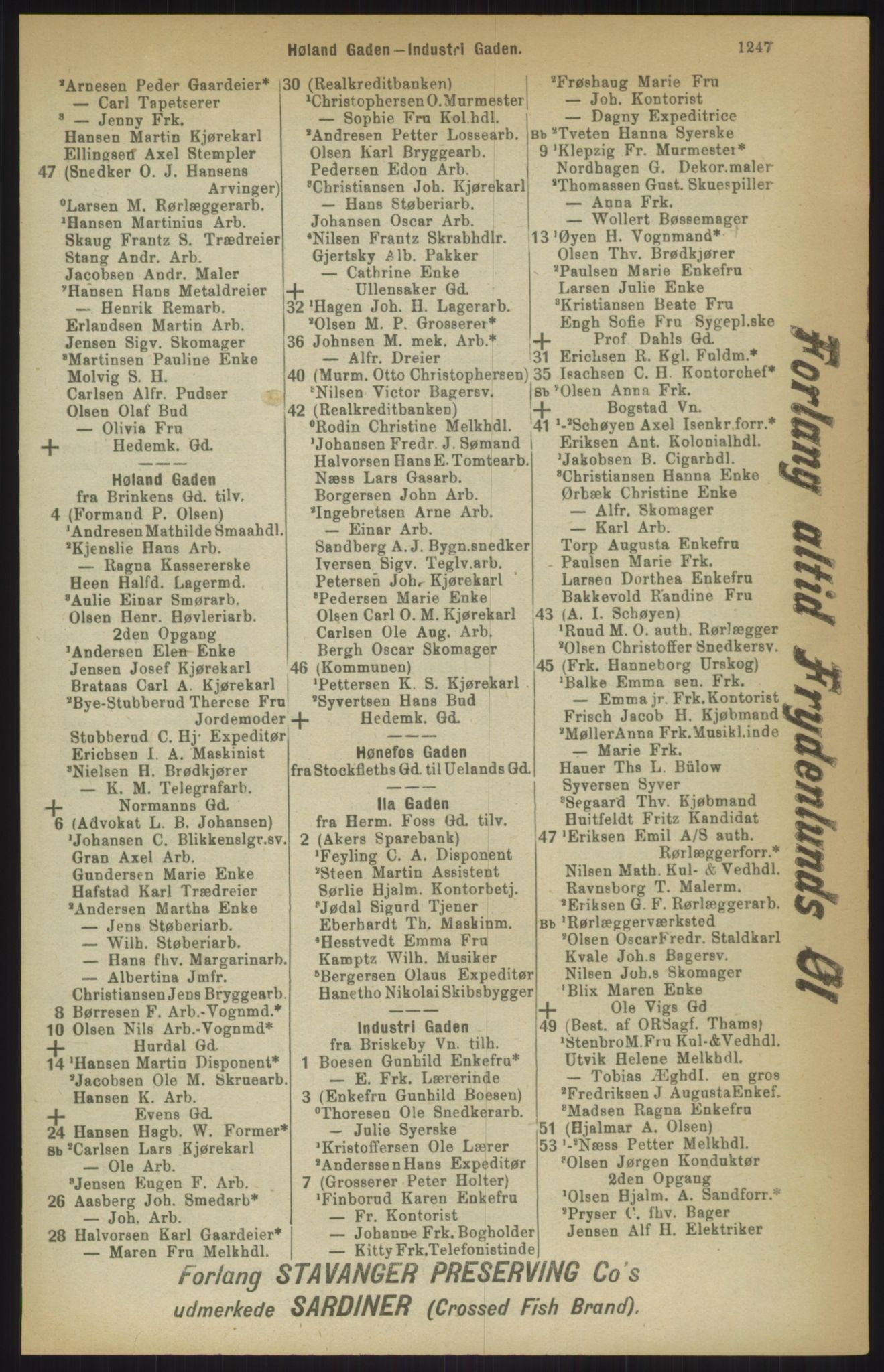 Kristiania/Oslo adressebok, PUBL/-, 1911, p. 1247