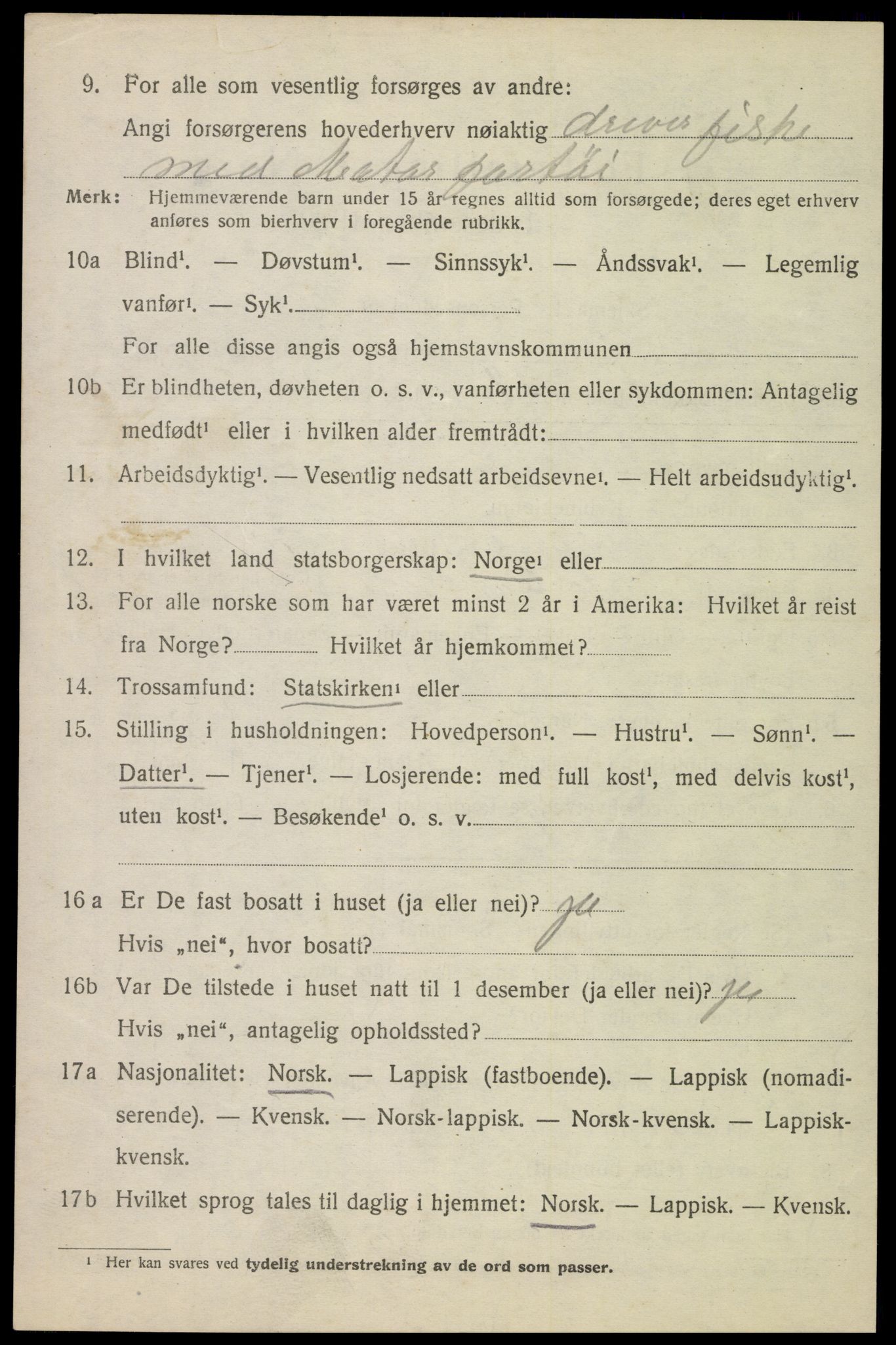 SAT, 1920 census for Hadsel, 1920, p. 20285