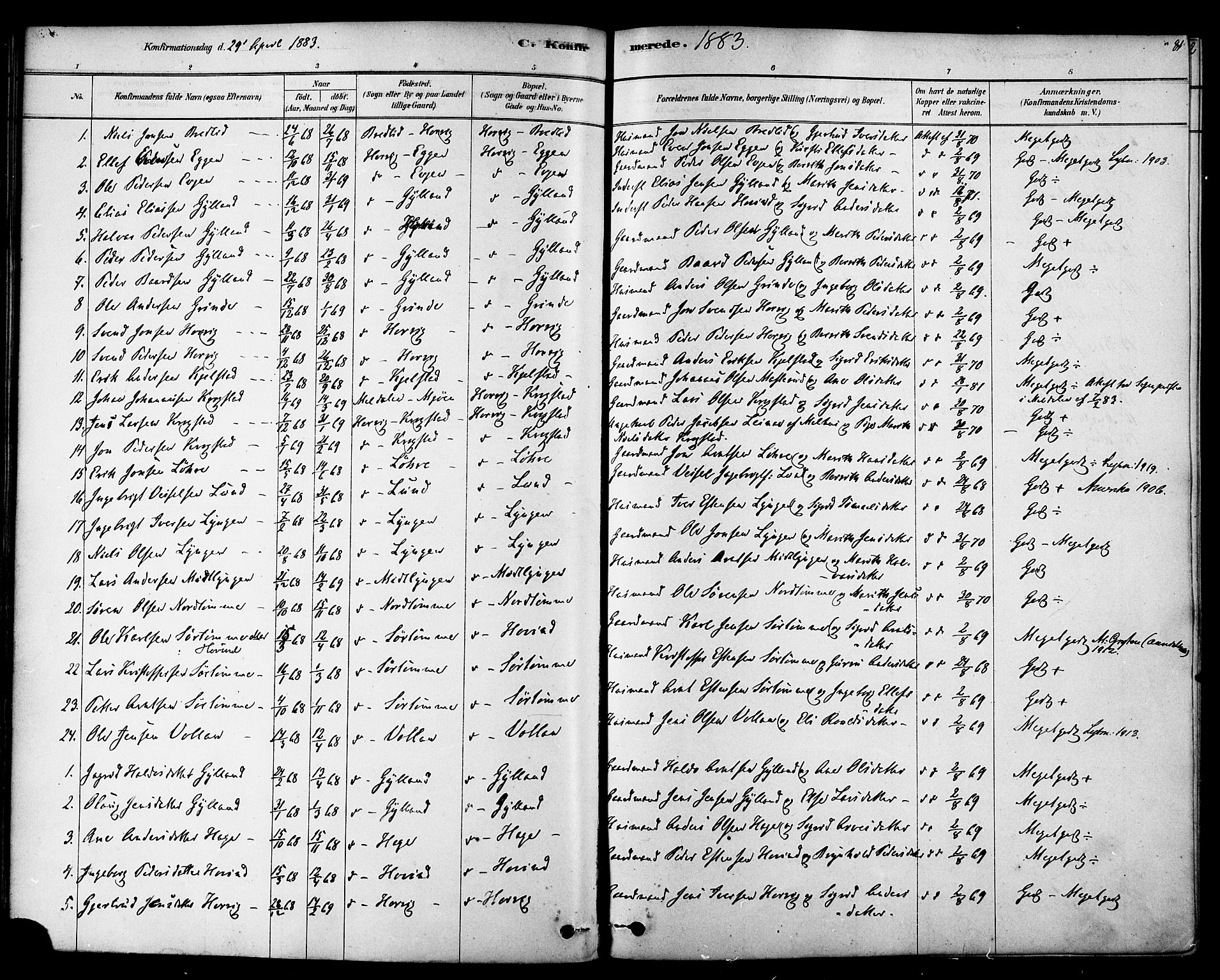 Ministerialprotokoller, klokkerbøker og fødselsregistre - Sør-Trøndelag, SAT/A-1456/692/L1105: Parish register (official) no. 692A05, 1878-1890, p. 81