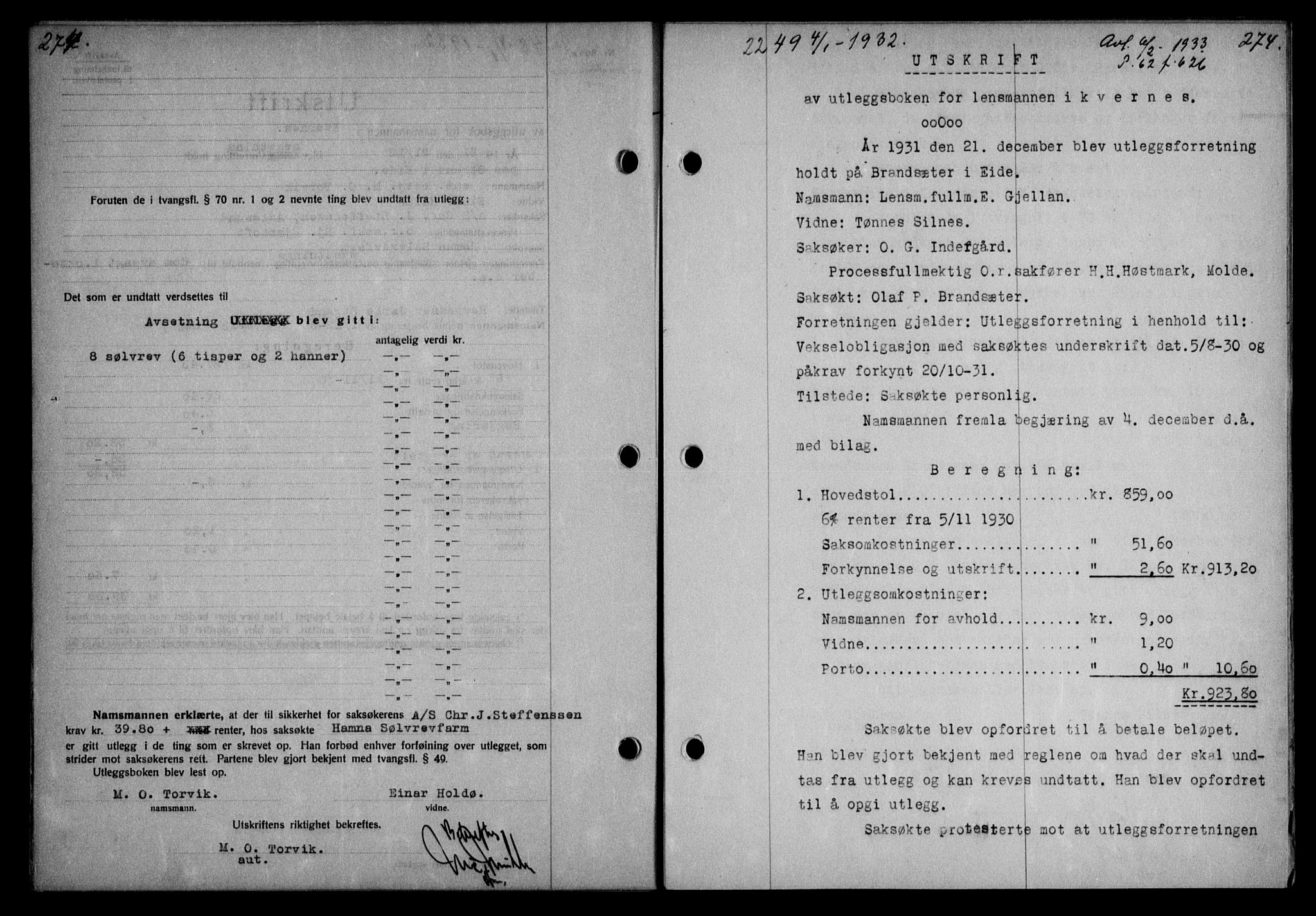 Nordmøre sorenskriveri, AV/SAT-A-4132/1/2/2Ca: Mortgage book no. 64, 1931-1932, Deed date: 04.01.1932