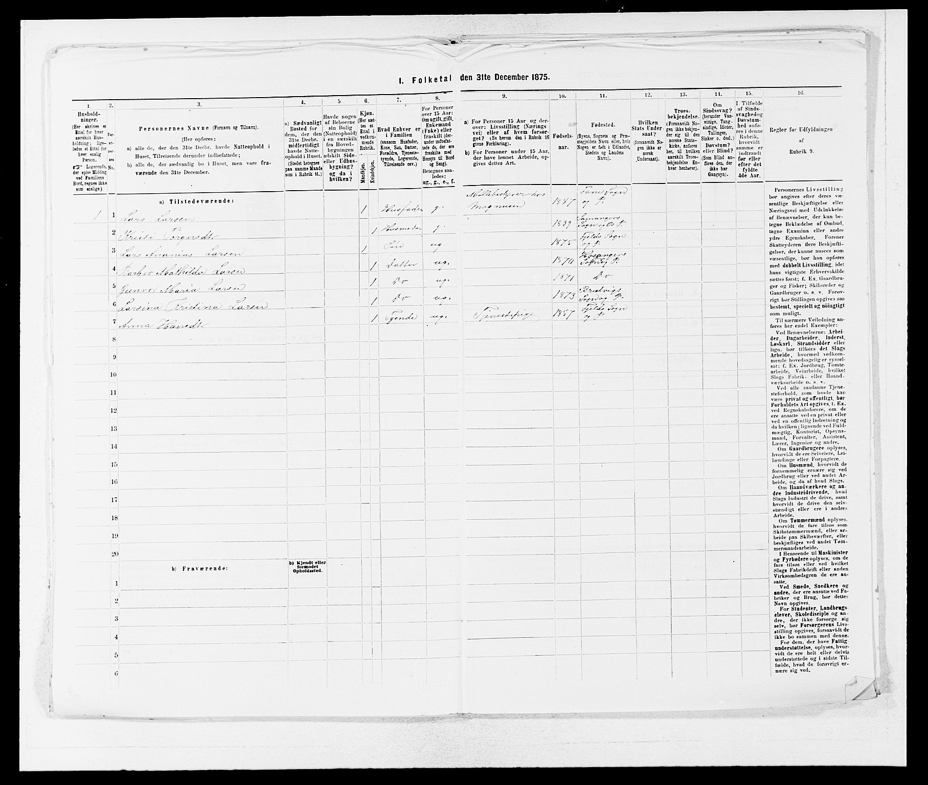 SAB, 1875 census for 1246P Fjell, 1875, p. 737