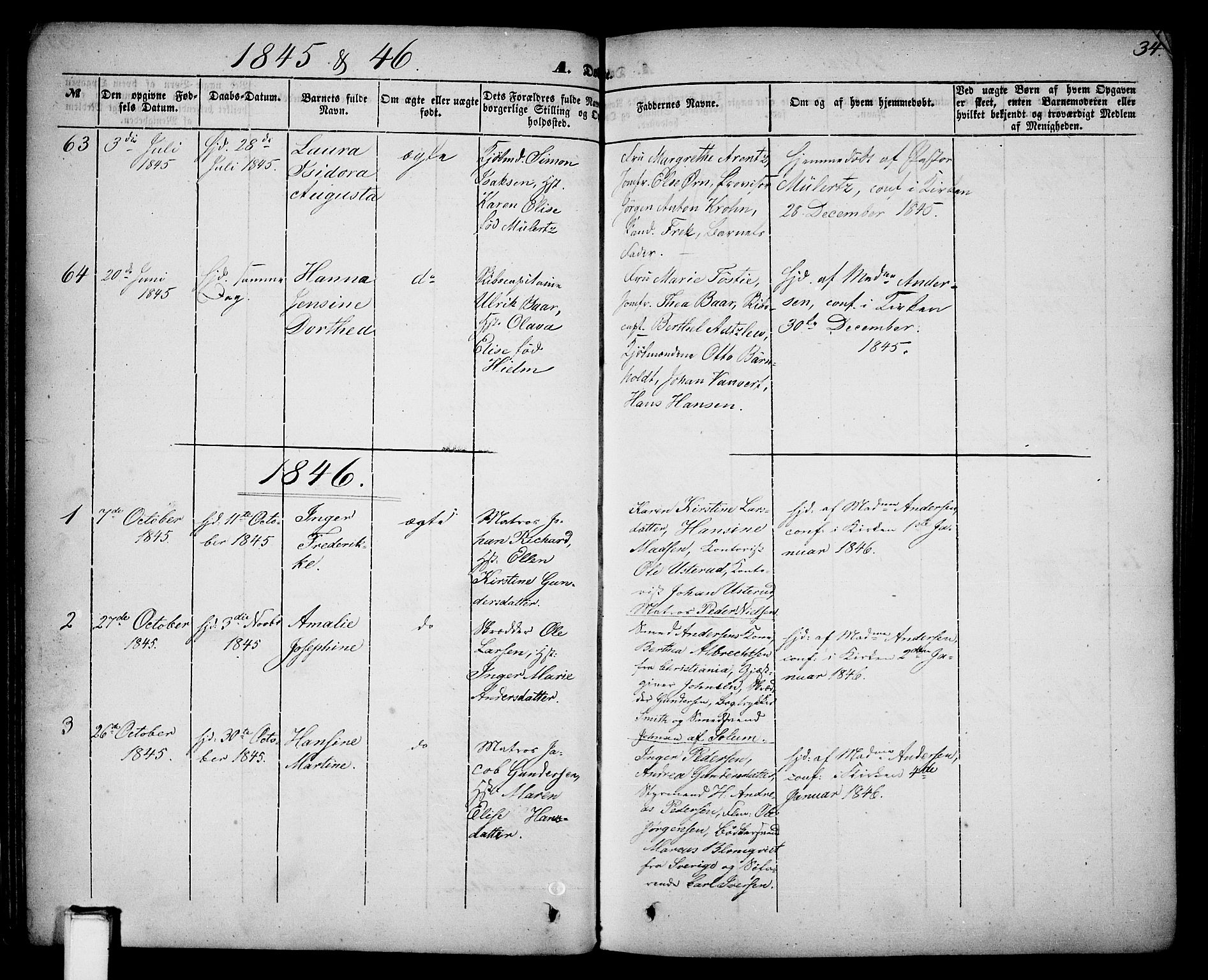 Skien kirkebøker, SAKO/A-302/G/Ga/L0004: Parish register (copy) no. 4, 1843-1867, p. 34