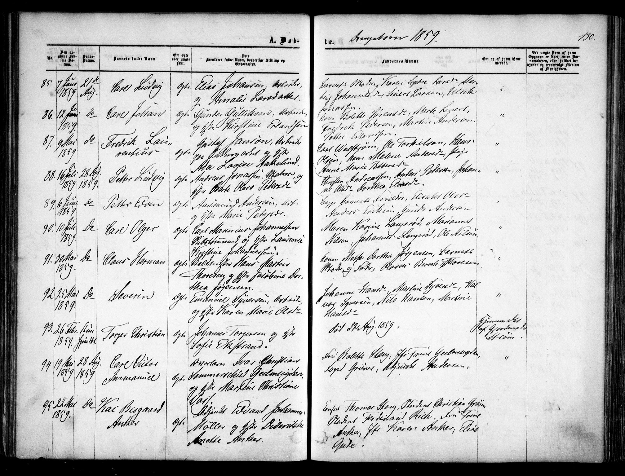 Halden prestekontor Kirkebøker, SAO/A-10909/F/Fa/L0007: Parish register (official) no. I 7, 1857-1865, p. 130