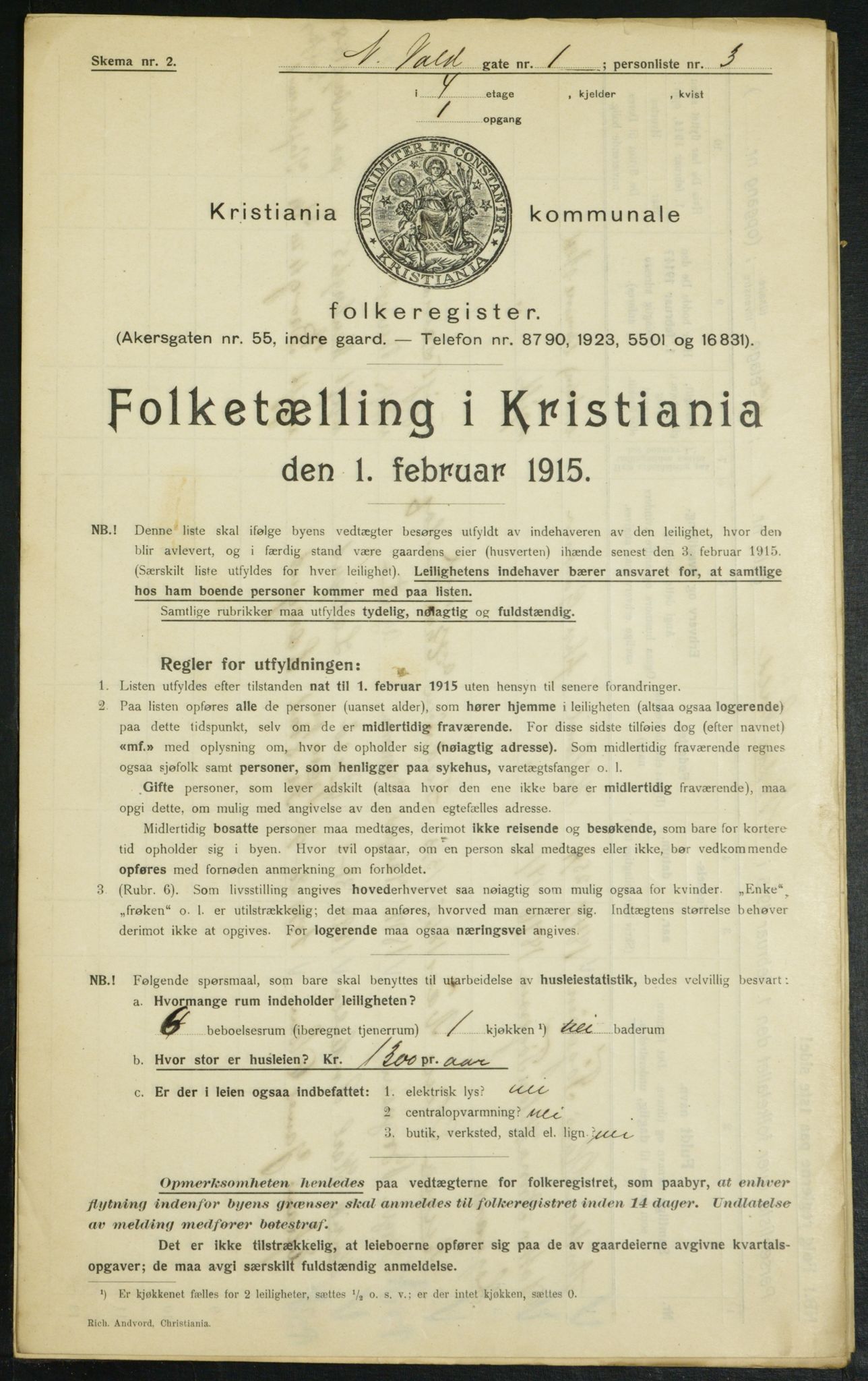 OBA, Municipal Census 1915 for Kristiania, 1915, p. 68984