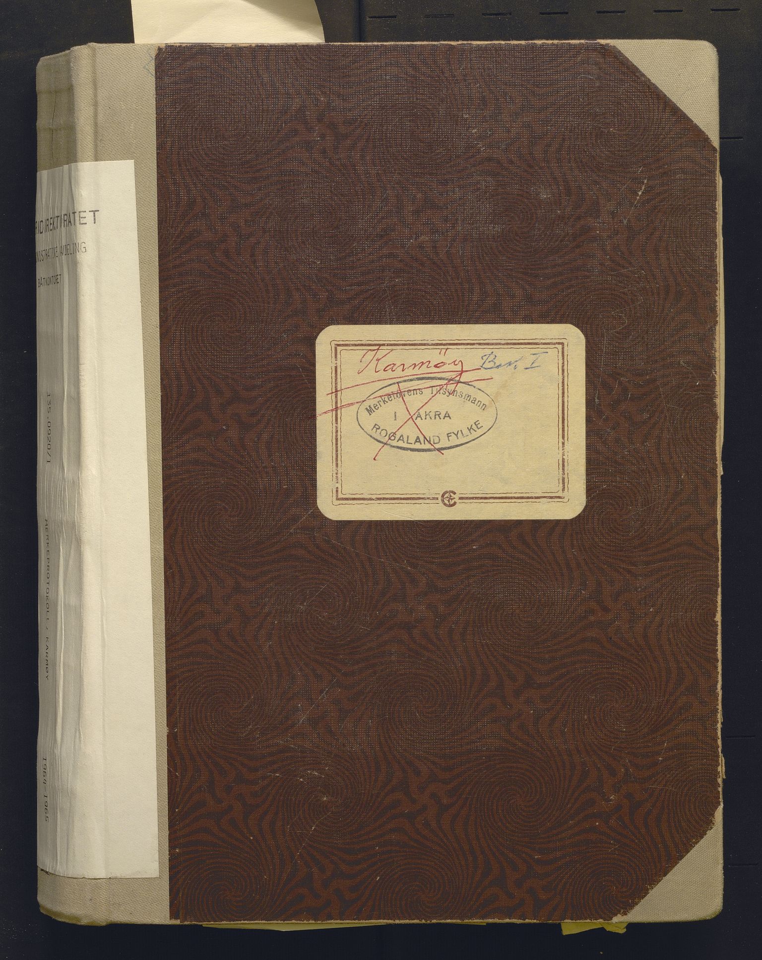 Fiskeridirektoratet - 1 Adm. ledelse - 13 Båtkontoret, AV/SAB-A-2003/I/Ia/Iai/L0053: 135.0920/1 Merkeprotokoll - Karmøy, 1964-1965