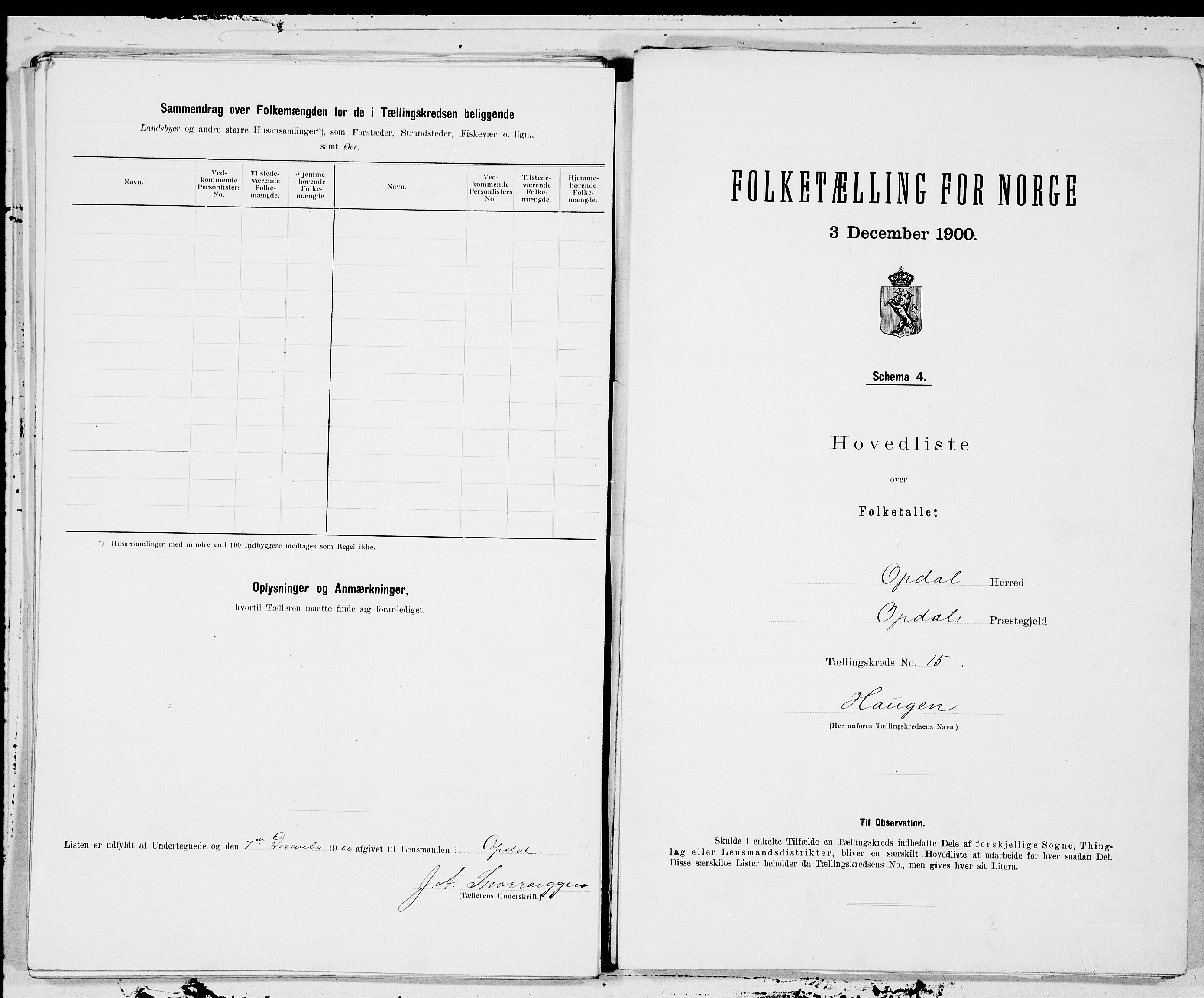 SAT, 1900 census for Oppdal, 1900, p. 30