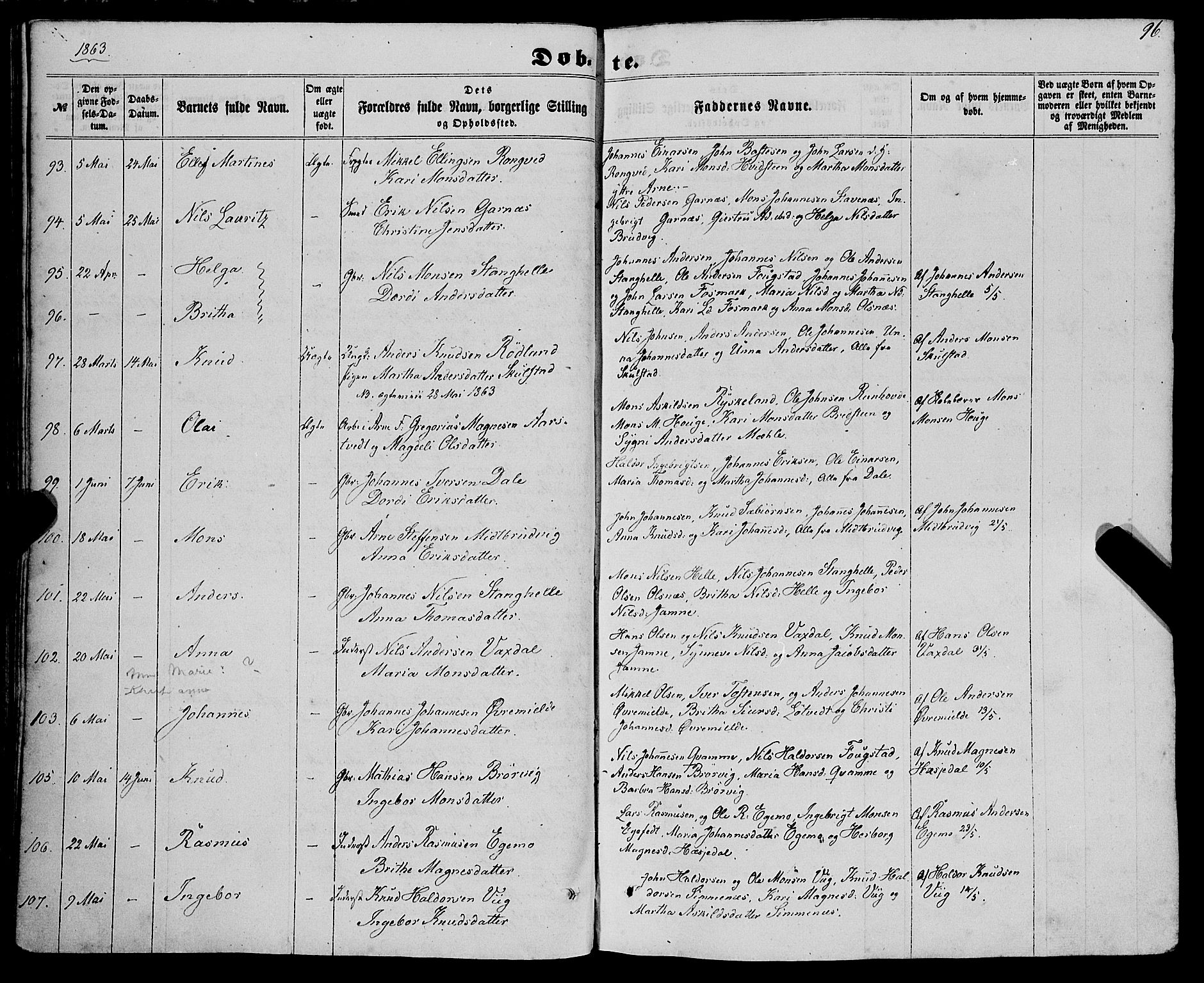 Haus sokneprestembete, AV/SAB-A-75601/H/Haa: Parish register (official) no. A 17, 1858-1870, p. 96