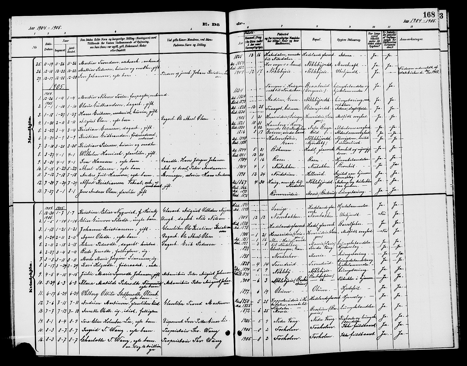 Jevnaker prestekontor, SAH/PREST-116/H/Ha/Hab/L0002: Parish register (copy) no. 2, 1896-1906, p. 168