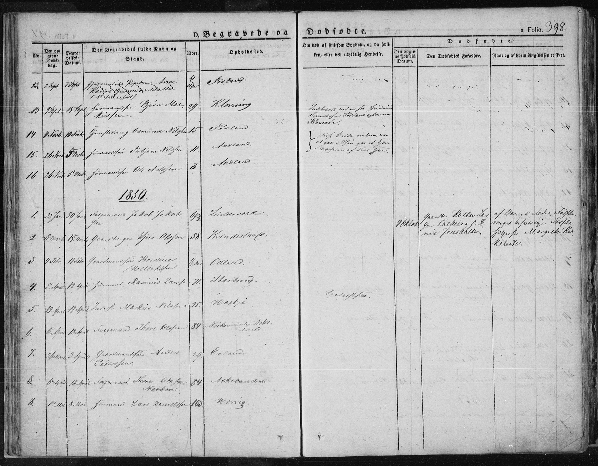 Tysvær sokneprestkontor, SAST/A -101864/H/Ha/Haa/L0001: Parish register (official) no. A 1.2, 1831-1856, p. 398