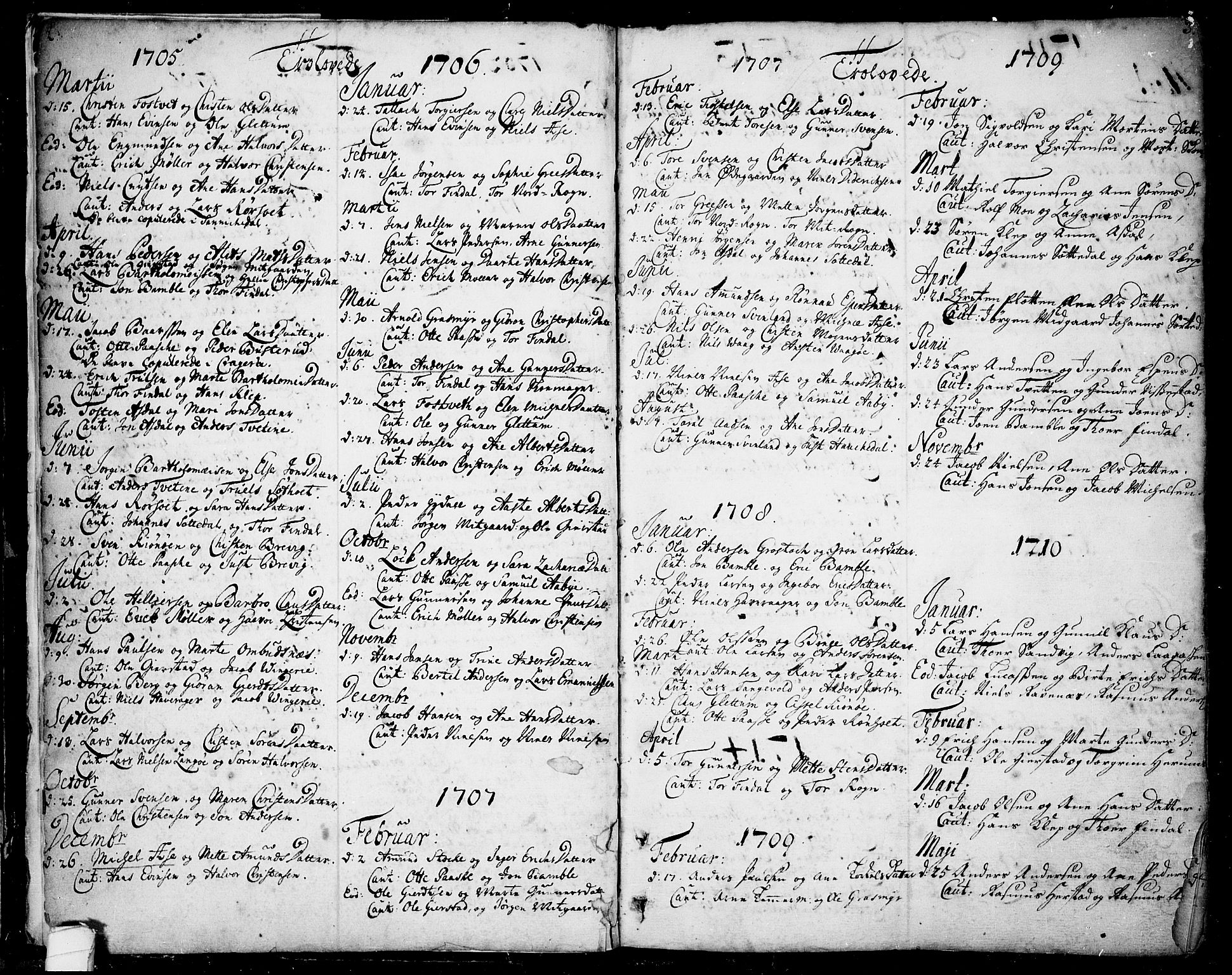 Bamble kirkebøker, SAKO/A-253/F/Fa/L0001: Parish register (official) no. I 1, 1702-1774, p. 2-3