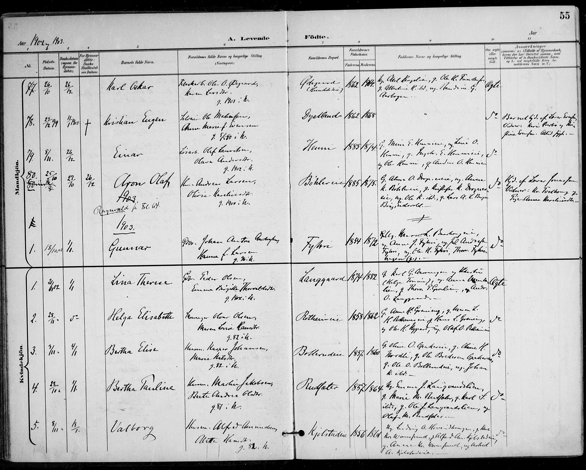 Nes prestekontor Kirkebøker, AV/SAO-A-10410/F/Fa/L0011: Parish register (official) no. I 11, 1899-1918, p. 55