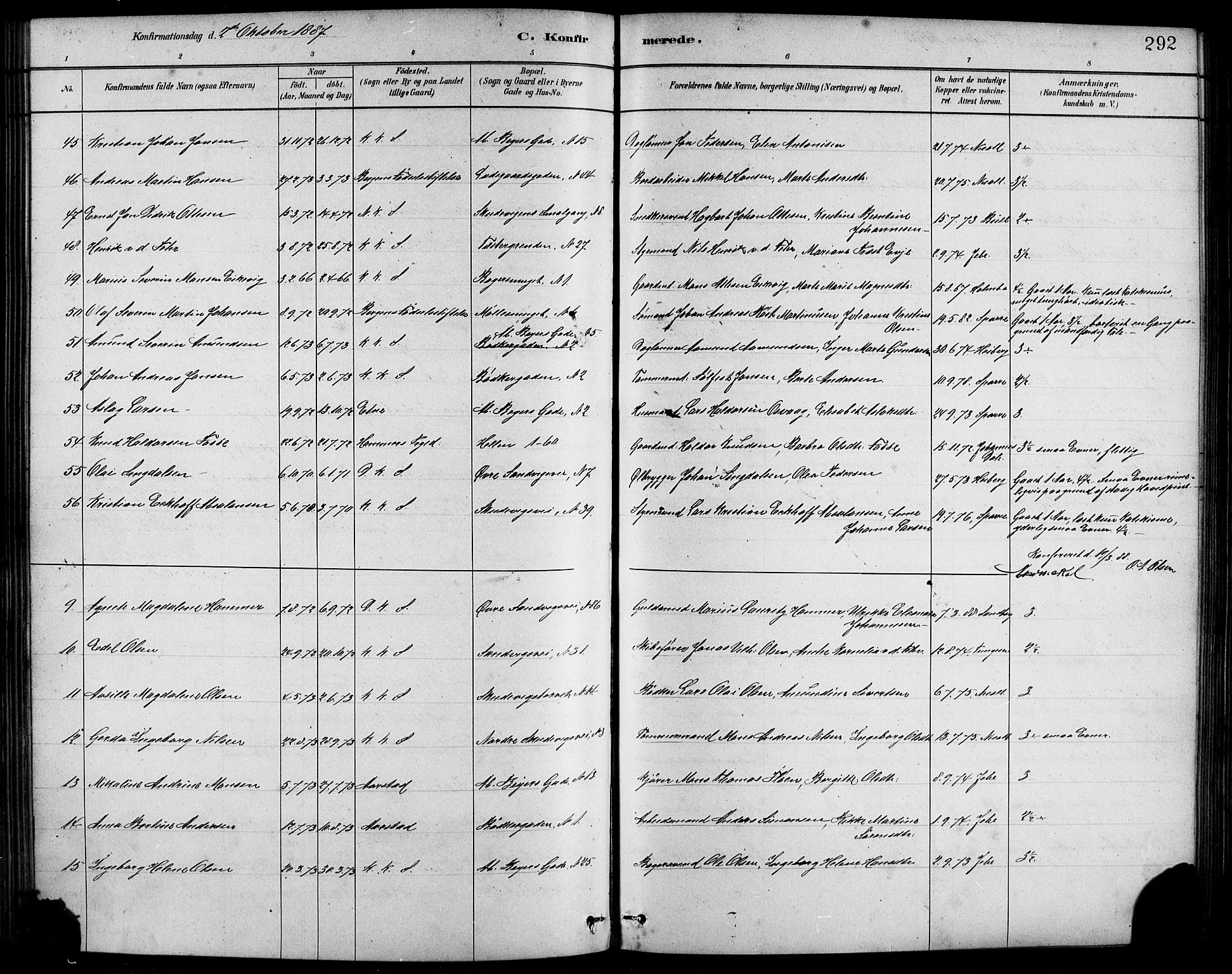 Sandviken Sokneprestembete, AV/SAB-A-77601/H/Hb/L0001: Parish register (copy) no. A 2, 1879-1892, p. 292