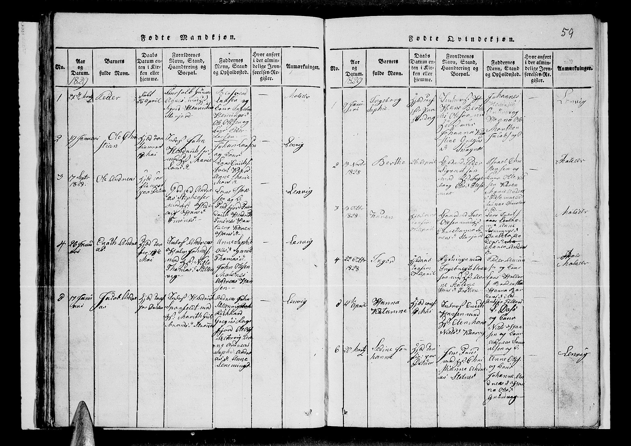 Lenvik sokneprestembete, SATØ/S-1310/H/Ha/Hab/L0001klokker: Parish register (copy) no. 1, 1822-1837, p. 59