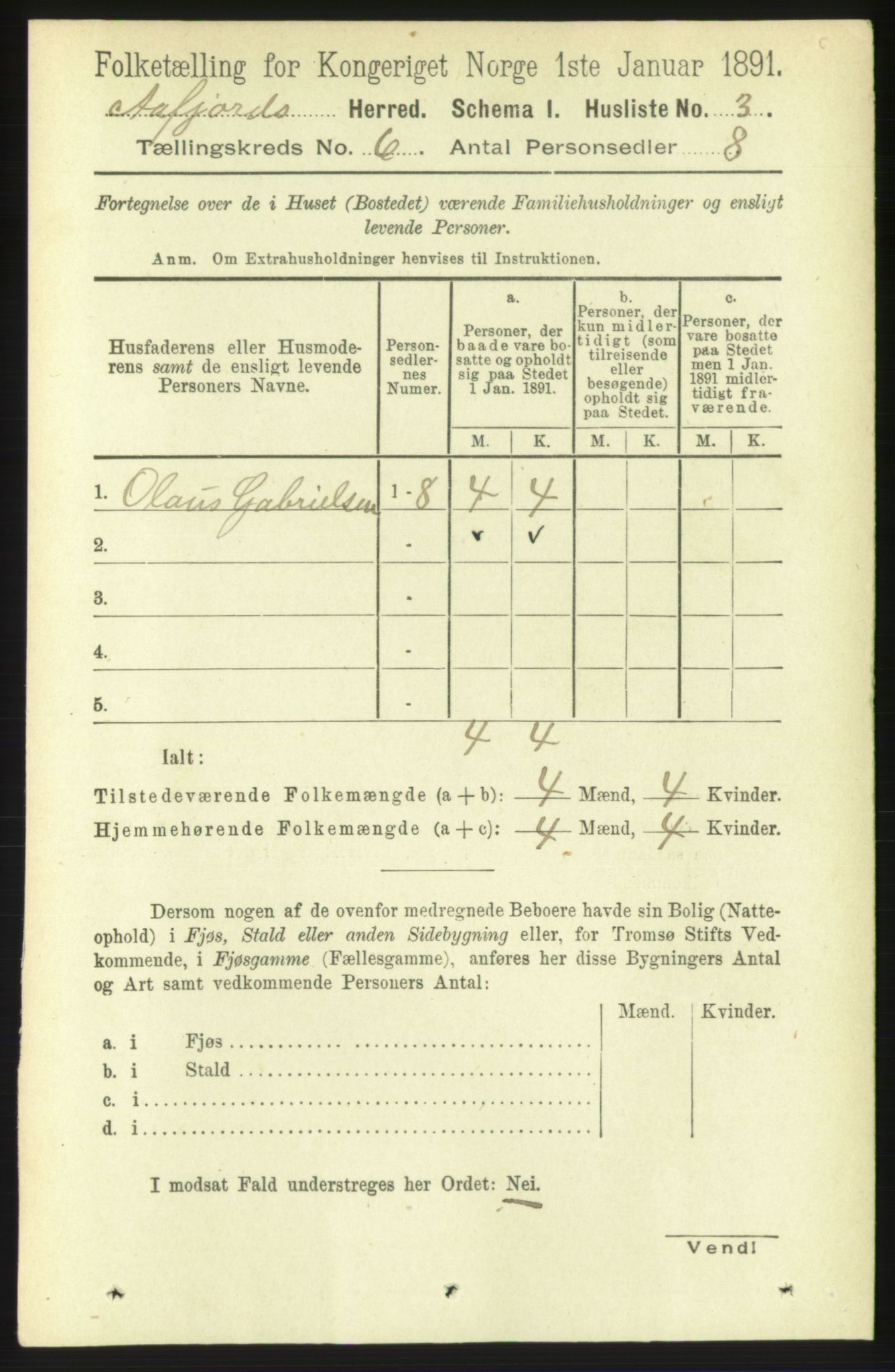 RA, 1891 census for 1630 Åfjord, 1891, p. 1441