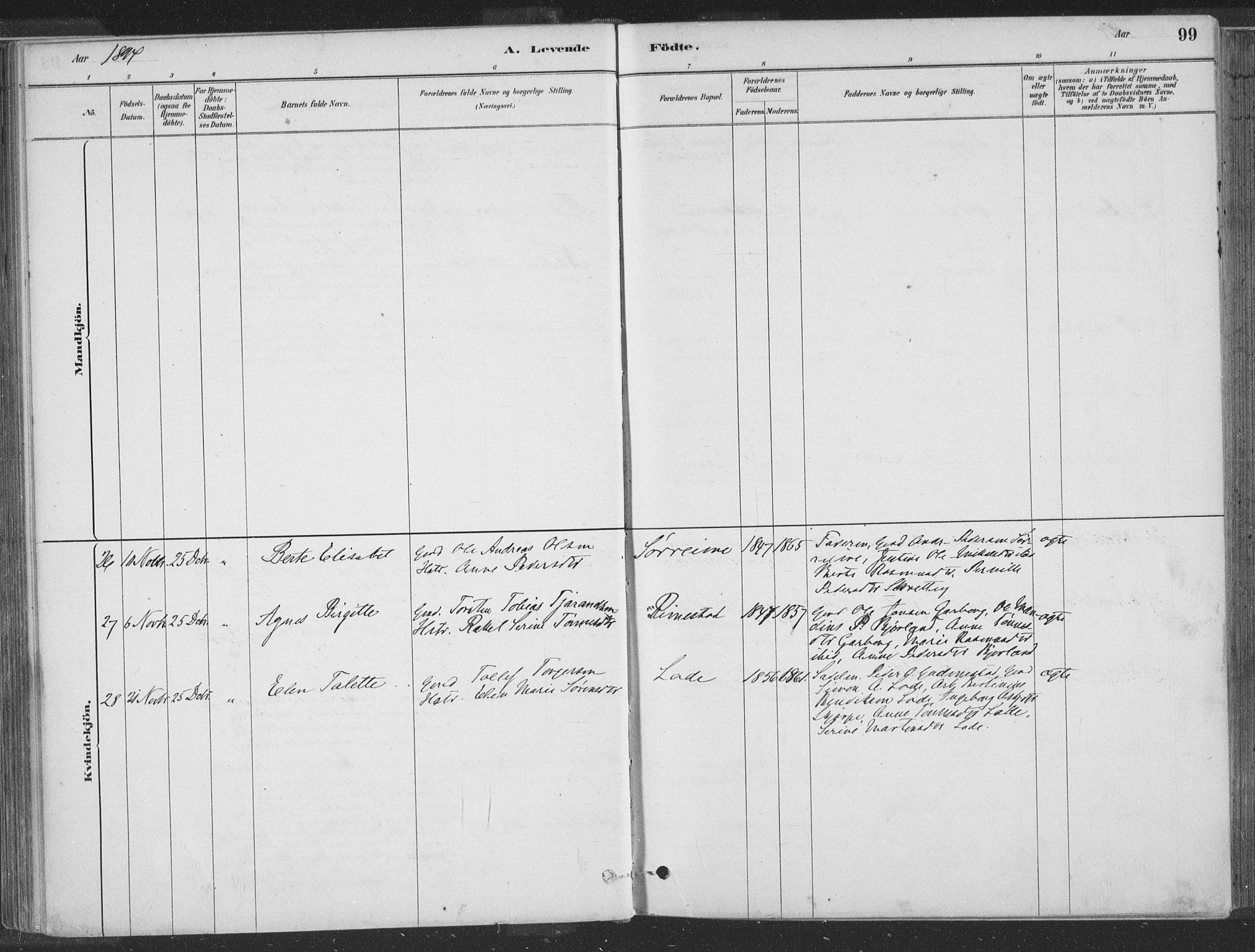 Hå sokneprestkontor, SAST/A-101801/001/30BA/L0010: Parish register (official) no. A 9, 1879-1896, p. 99