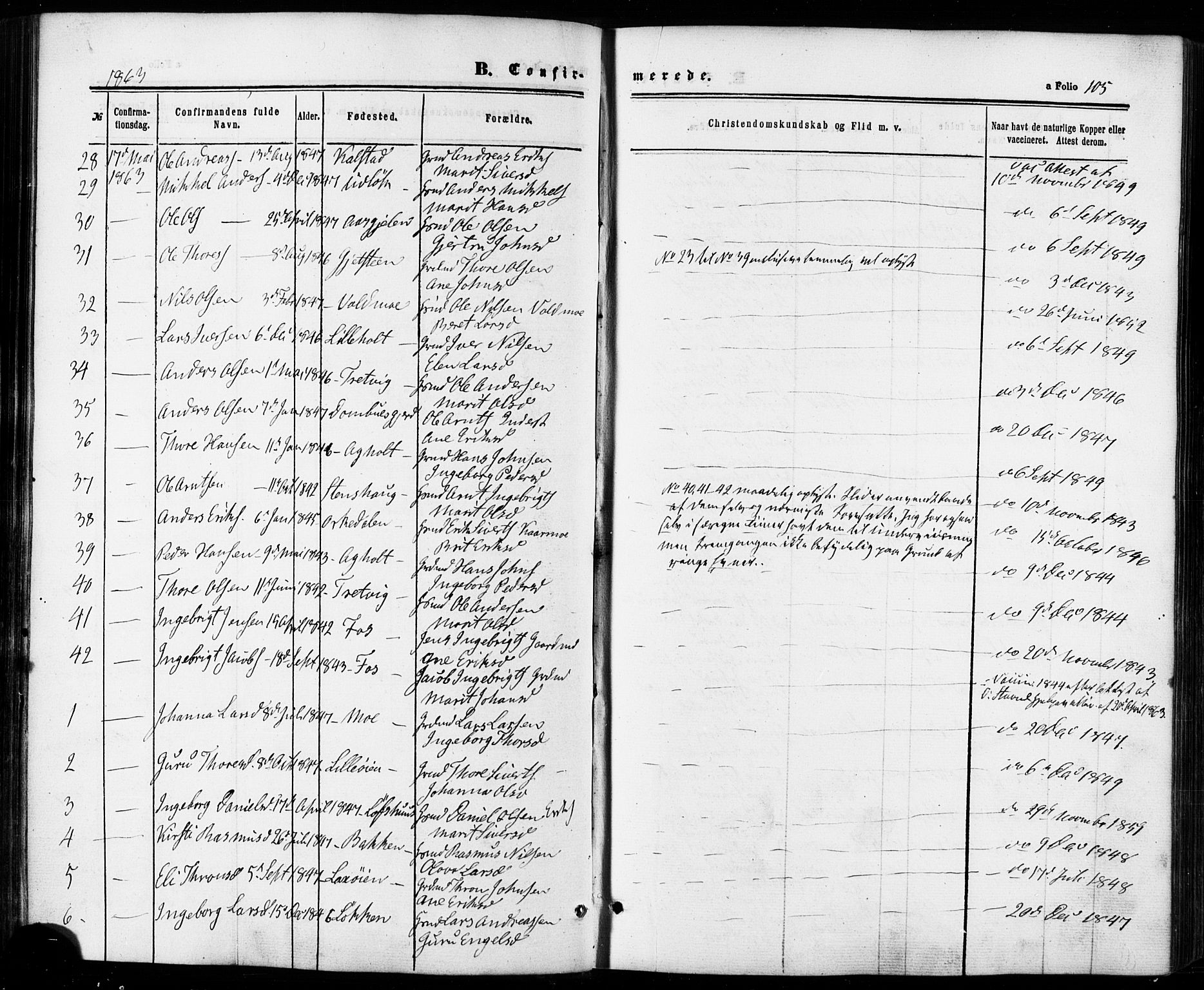 Ministerialprotokoller, klokkerbøker og fødselsregistre - Sør-Trøndelag, AV/SAT-A-1456/672/L0856: Parish register (official) no. 672A08, 1861-1881, p. 105