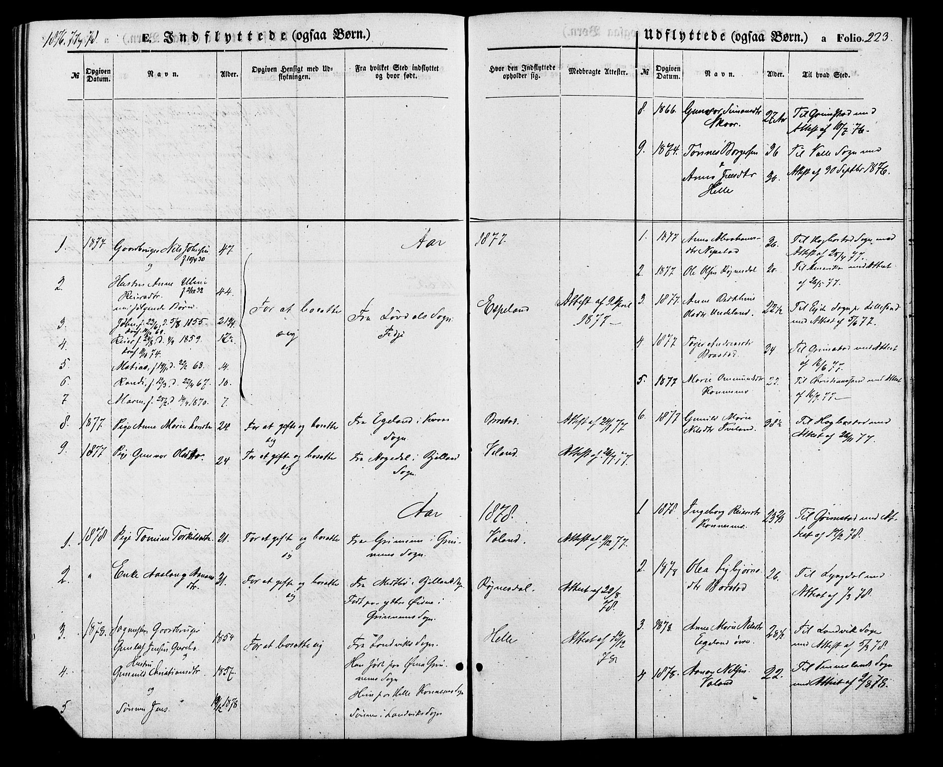 Nord-Audnedal sokneprestkontor, AV/SAK-1111-0032/F/Fa/Faa/L0002: Parish register (official) no. A 2, 1857-1882, p. 223