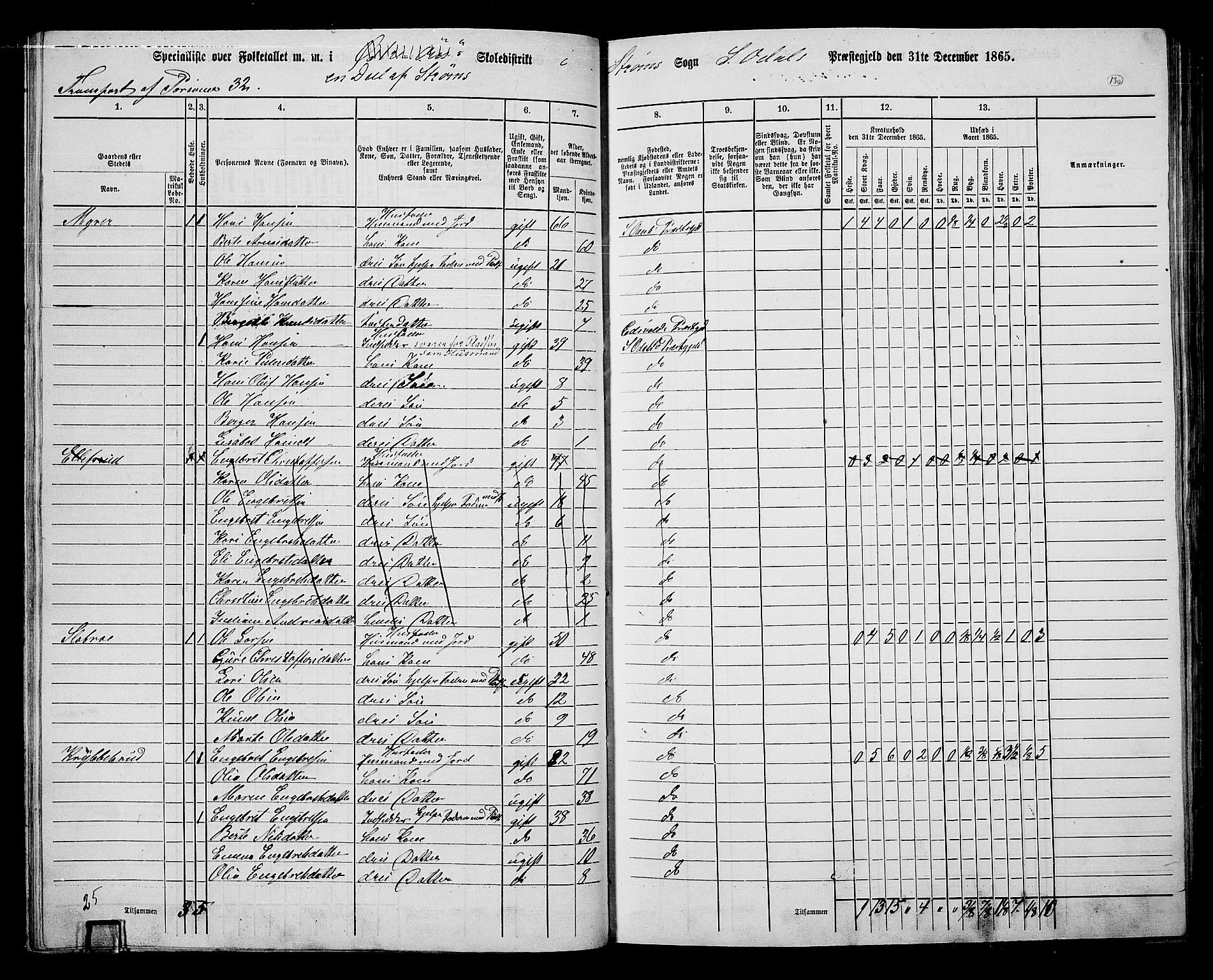 RA, 1865 census for Sør-Odal, 1865, p. 115