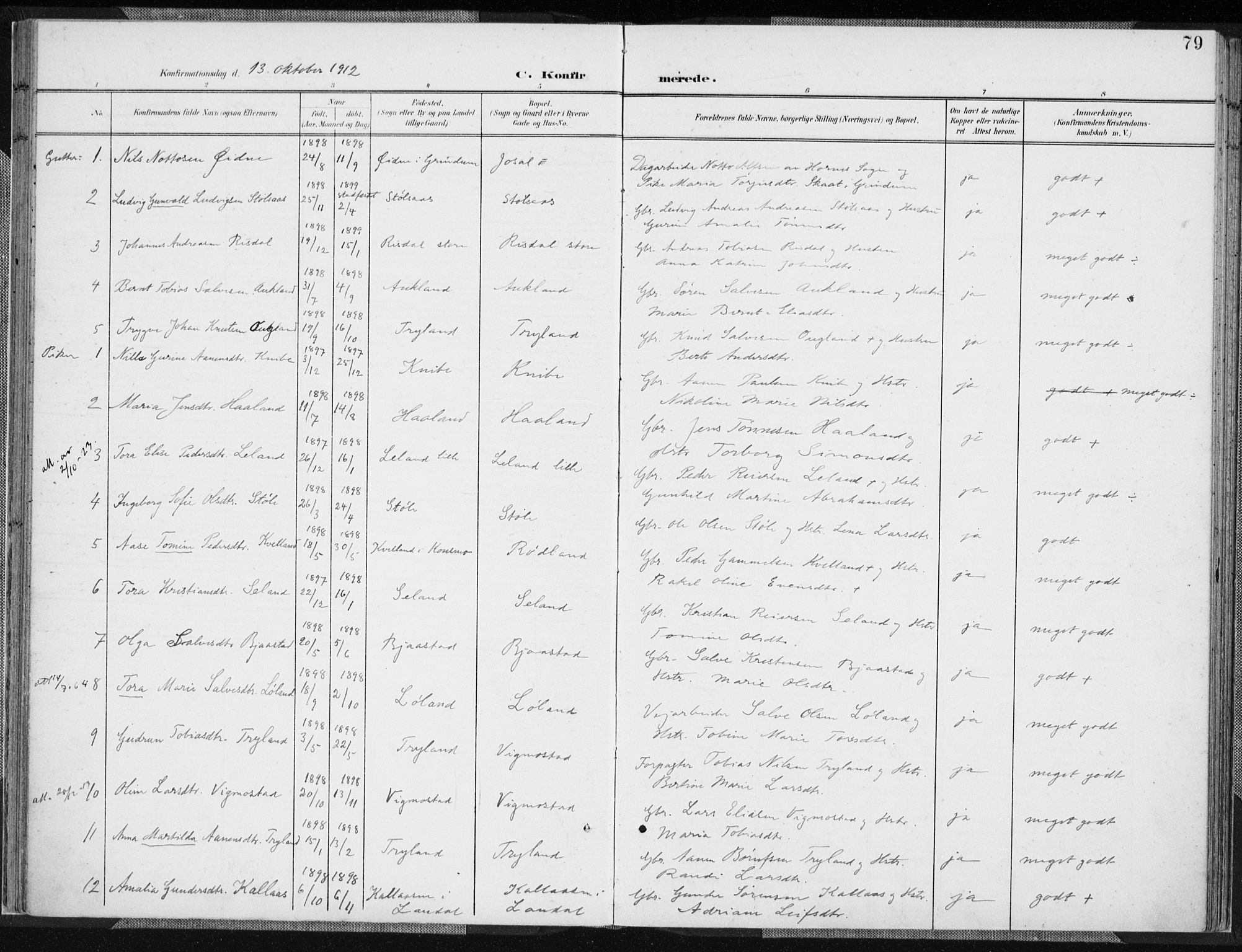 Nord-Audnedal sokneprestkontor, AV/SAK-1111-0032/F/Fa/Fab/L0004: Parish register (official) no. A 4, 1901-1917, p. 79