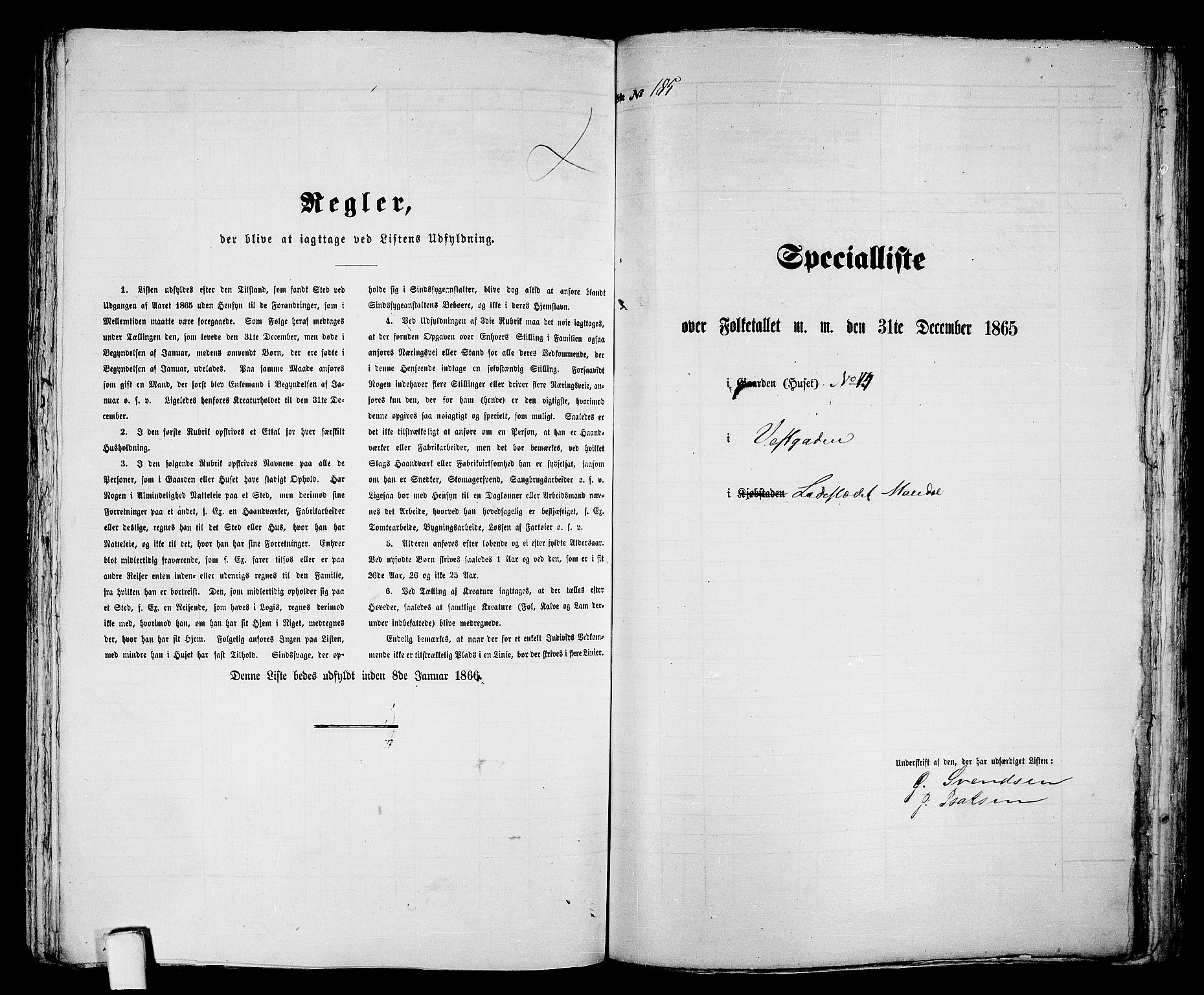 RA, 1865 census for Mandal/Mandal, 1865, p. 372