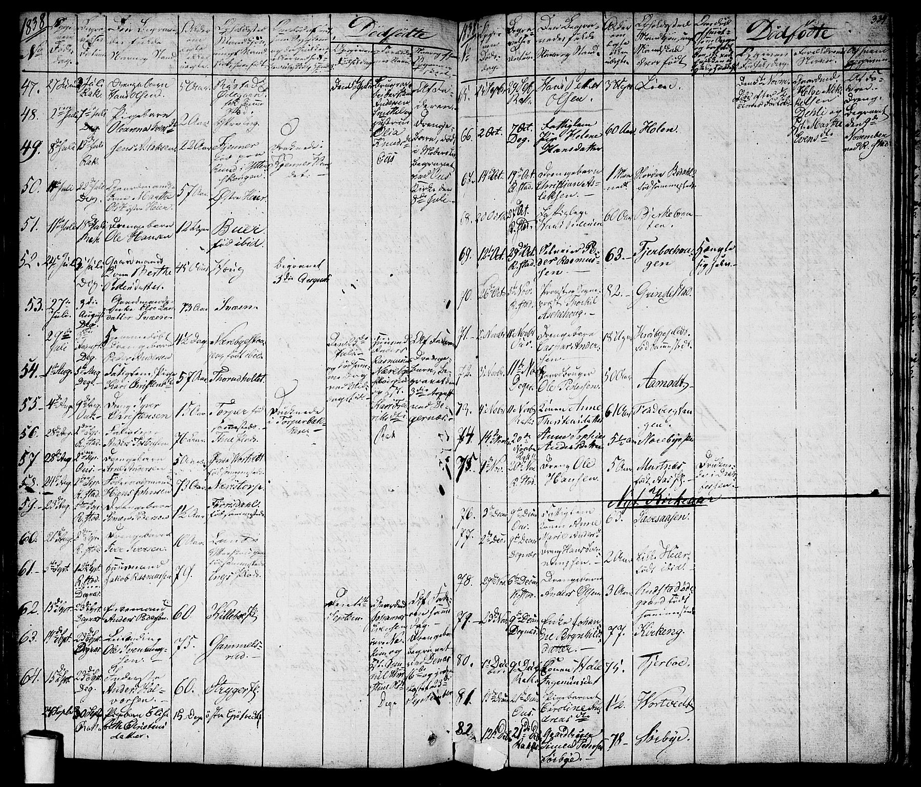 Rakkestad prestekontor Kirkebøker, SAO/A-2008/F/Fa/L0007: Parish register (official) no. I 7, 1825-1841, p. 334