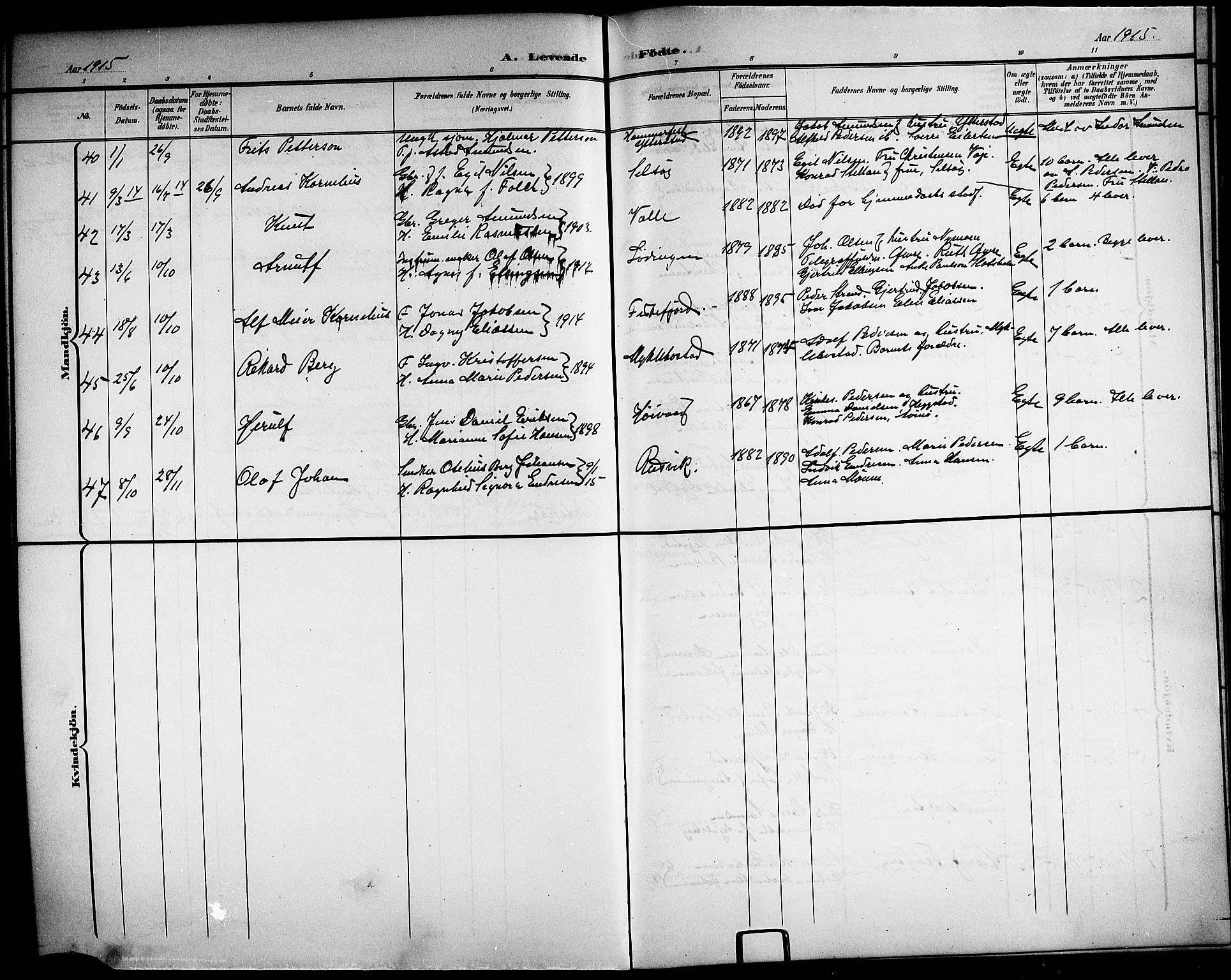 Ministerialprotokoller, klokkerbøker og fødselsregistre - Nordland, AV/SAT-A-1459/872/L1048: Parish register (copy) no. 872C04, 1898-1919