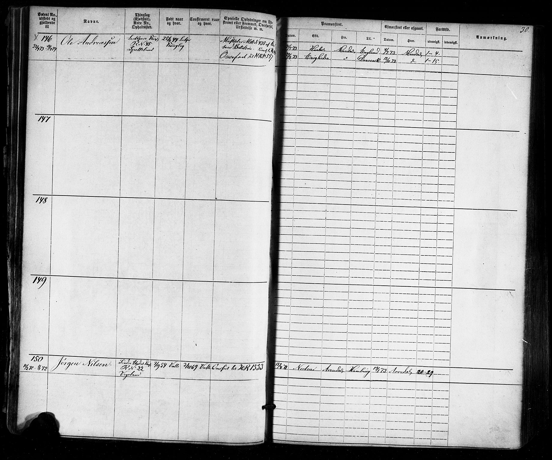 Mandal mønstringskrets, AV/SAK-2031-0016/F/Fa/L0005: Annotasjonsrulle nr 1-1909 med register, Y-15, 1868-1880, p. 61