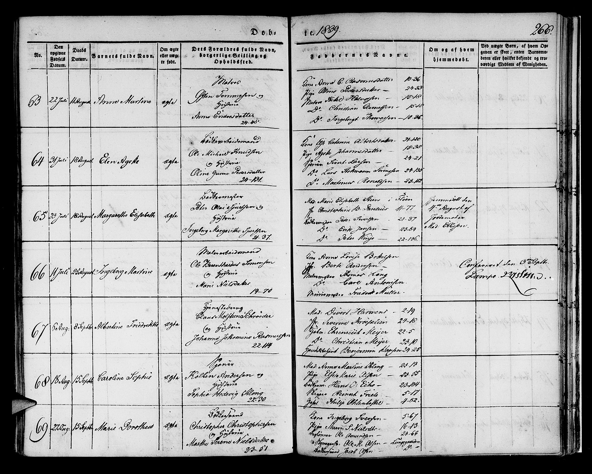 Korskirken sokneprestembete, AV/SAB-A-76101/H/Haa/L0015: Parish register (official) no. B 1, 1833-1841, p. 266