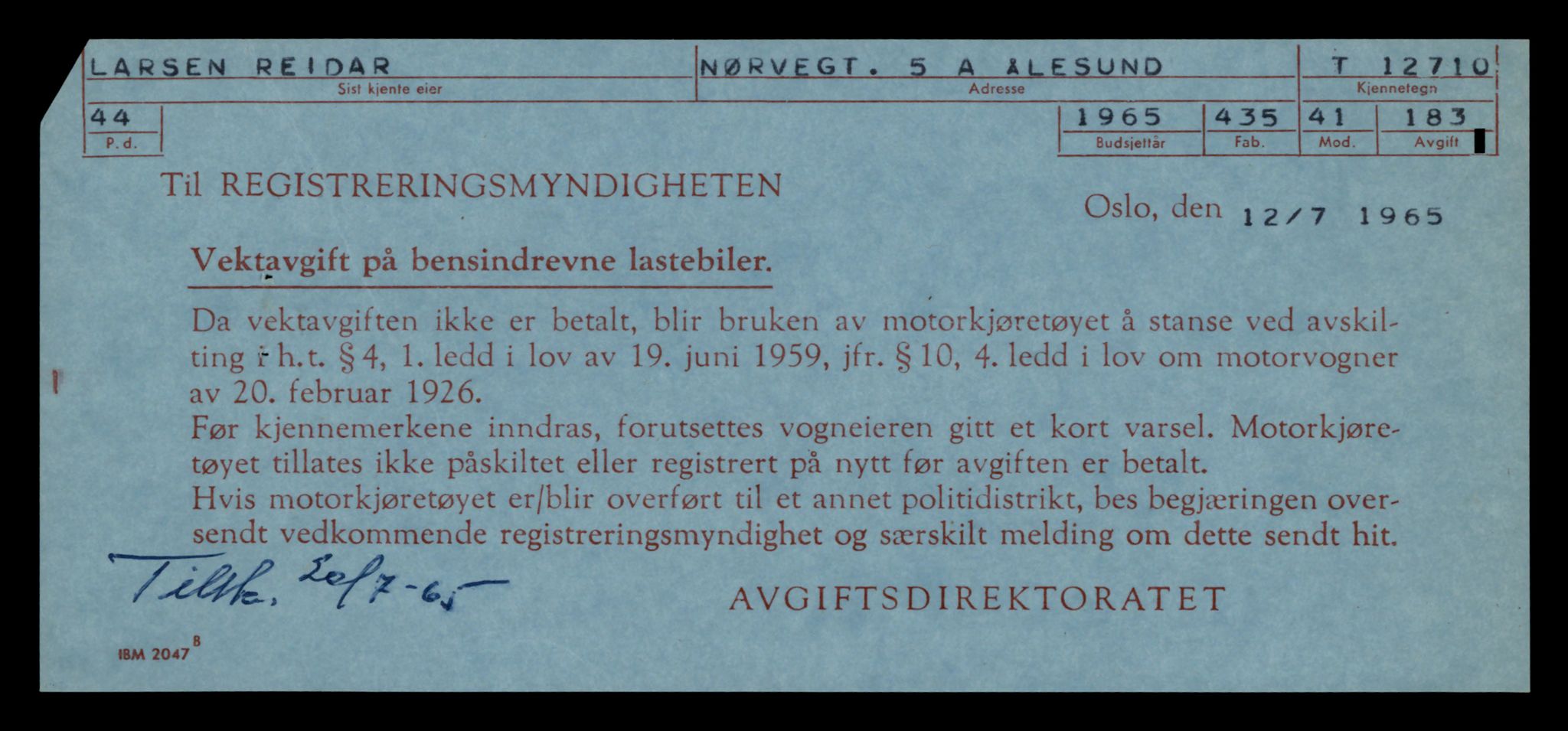 Møre og Romsdal vegkontor - Ålesund trafikkstasjon, AV/SAT-A-4099/F/Fe/L0035: Registreringskort for kjøretøy T 12653 - T 12829, 1927-1998, p. 1102