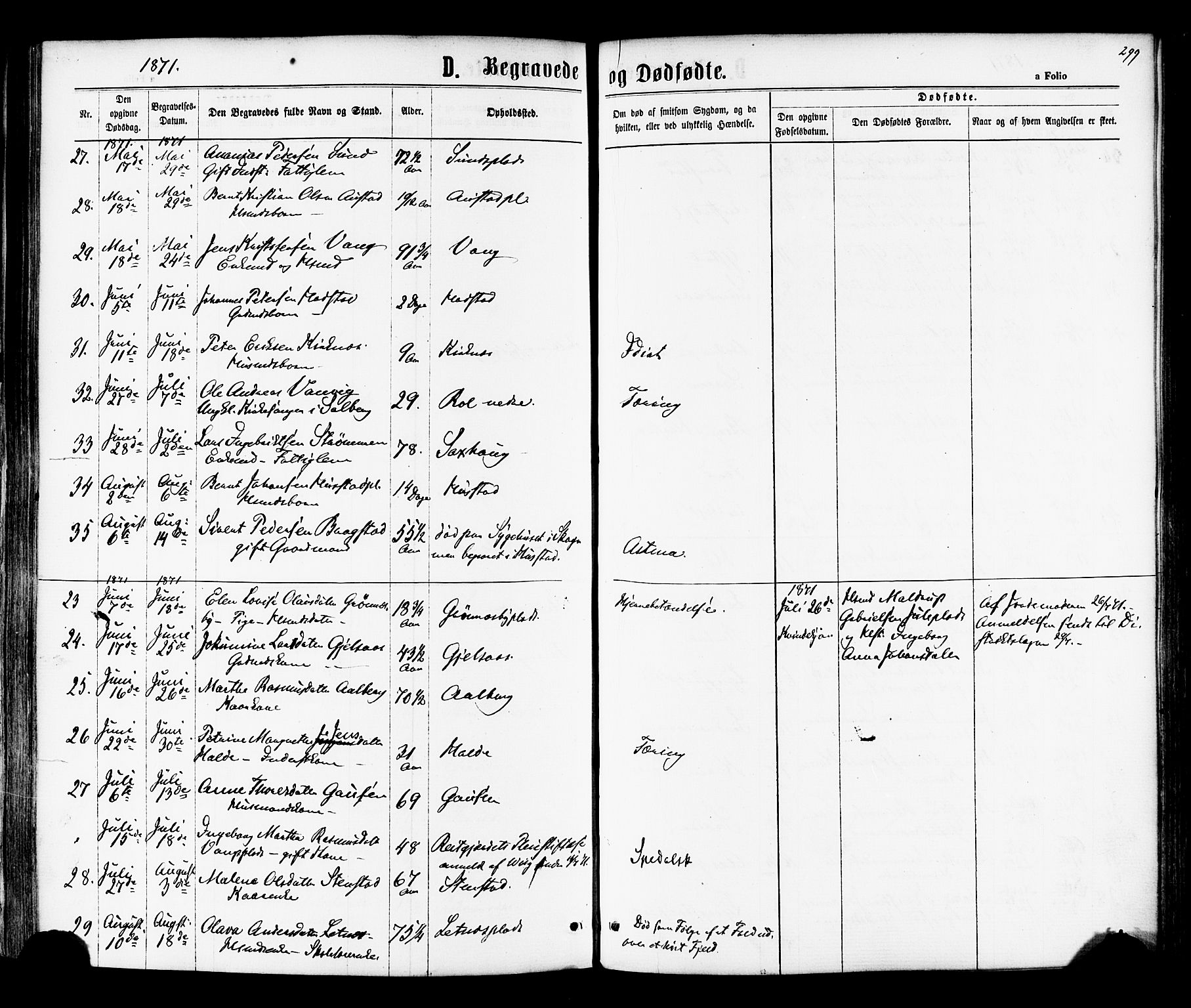 Ministerialprotokoller, klokkerbøker og fødselsregistre - Nord-Trøndelag, SAT/A-1458/730/L0284: Parish register (official) no. 730A09, 1866-1878, p. 299