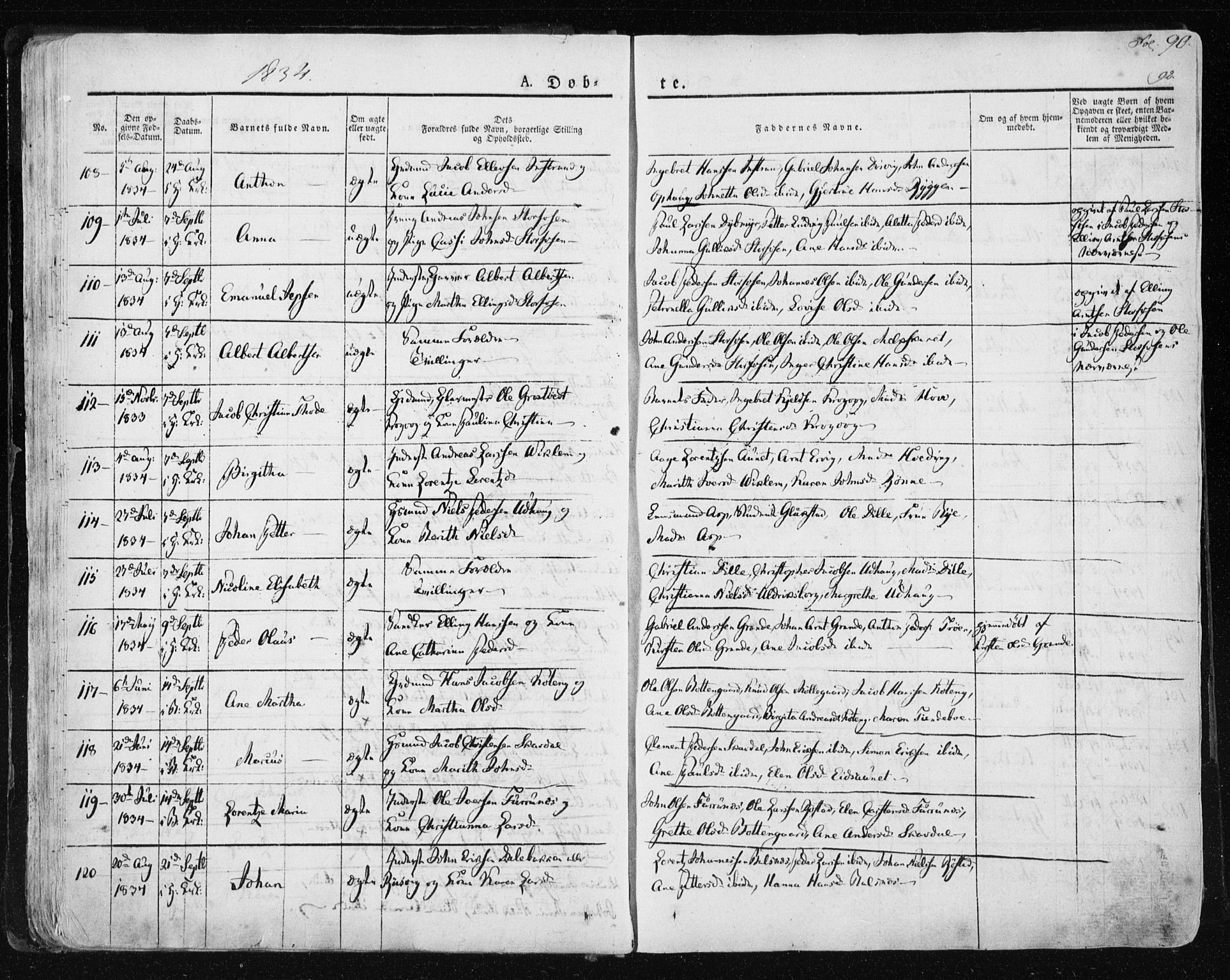Ministerialprotokoller, klokkerbøker og fødselsregistre - Sør-Trøndelag, SAT/A-1456/659/L0735: Parish register (official) no. 659A05, 1826-1841, p. 90