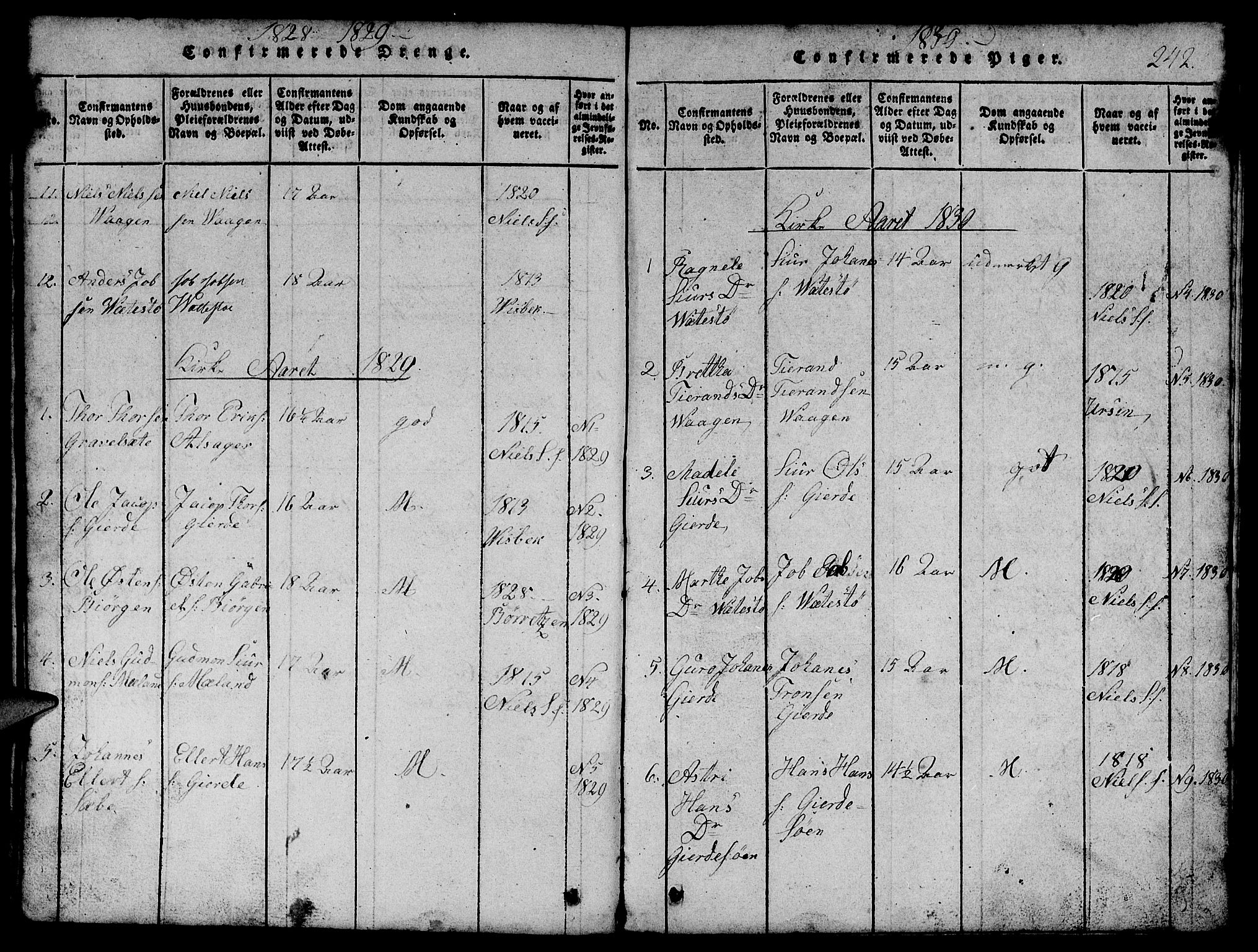 Etne sokneprestembete, SAB/A-75001/H/Hab: Parish register (copy) no. B 1, 1815-1850, p. 242