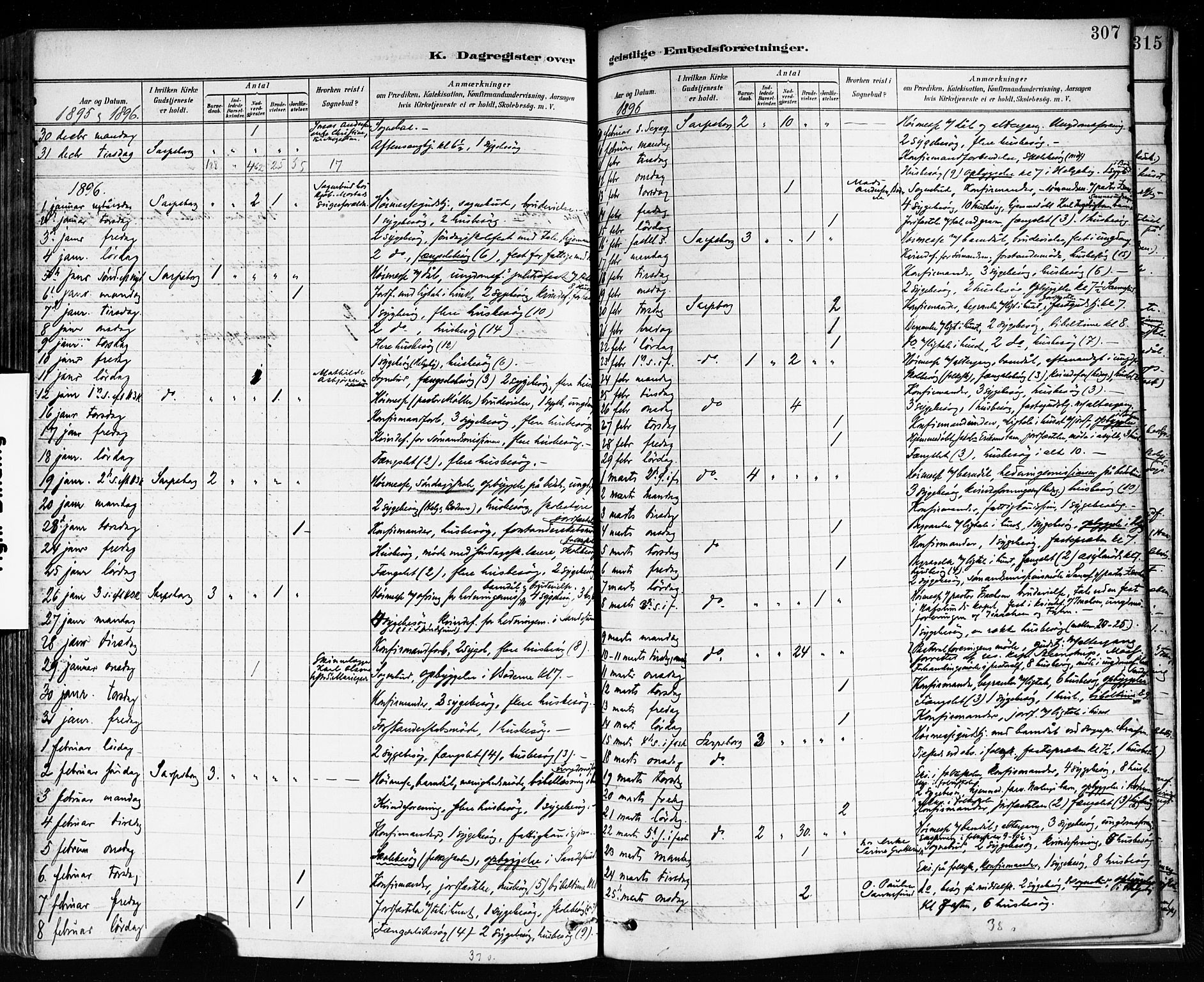 Sarpsborg prestekontor Kirkebøker, AV/SAO-A-2006/F/Fa/L0004: Parish register (official) no. 4, 1892-1899, p. 307