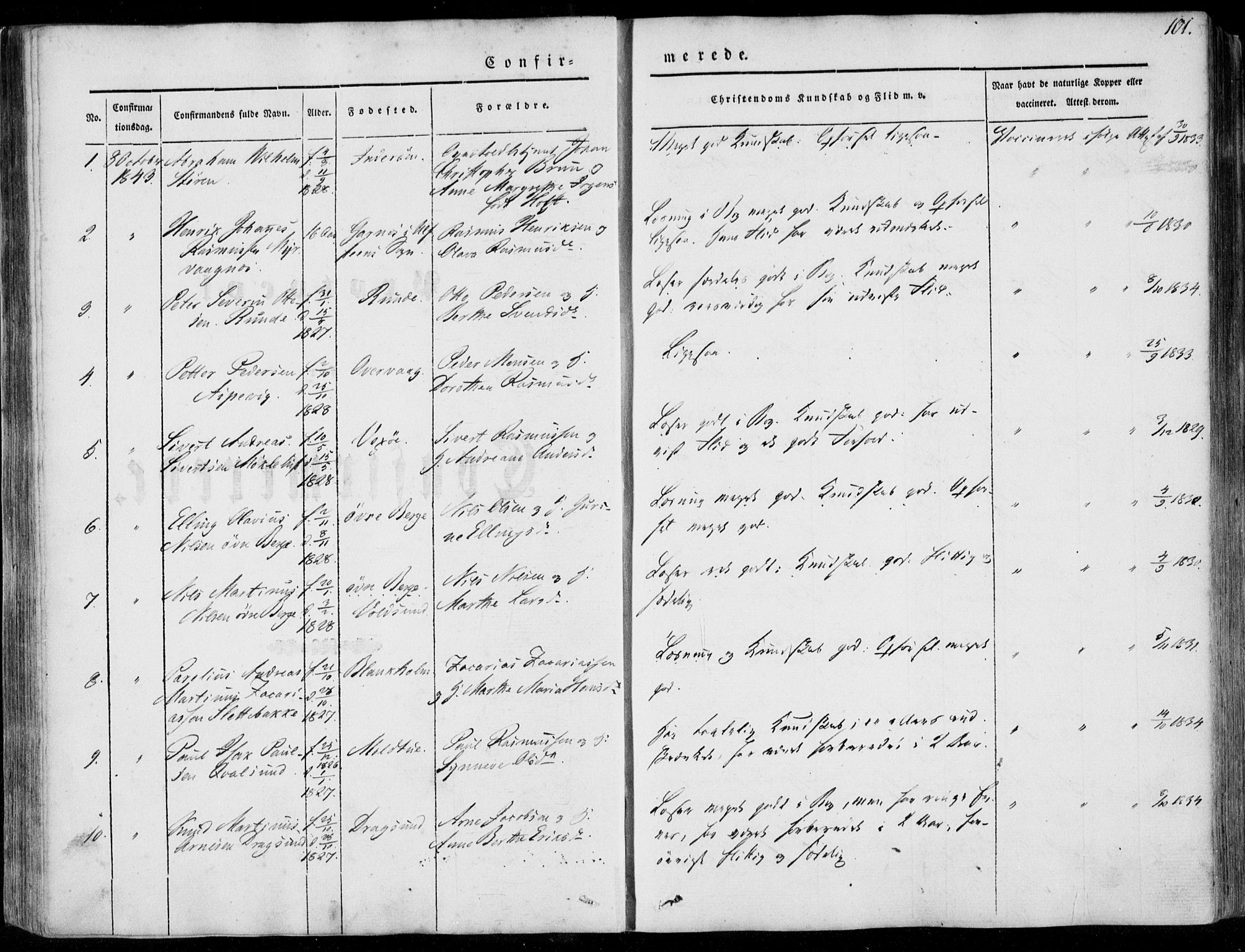 Ministerialprotokoller, klokkerbøker og fødselsregistre - Møre og Romsdal, AV/SAT-A-1454/507/L0070: Parish register (official) no. 507A05, 1842-1873, p. 101