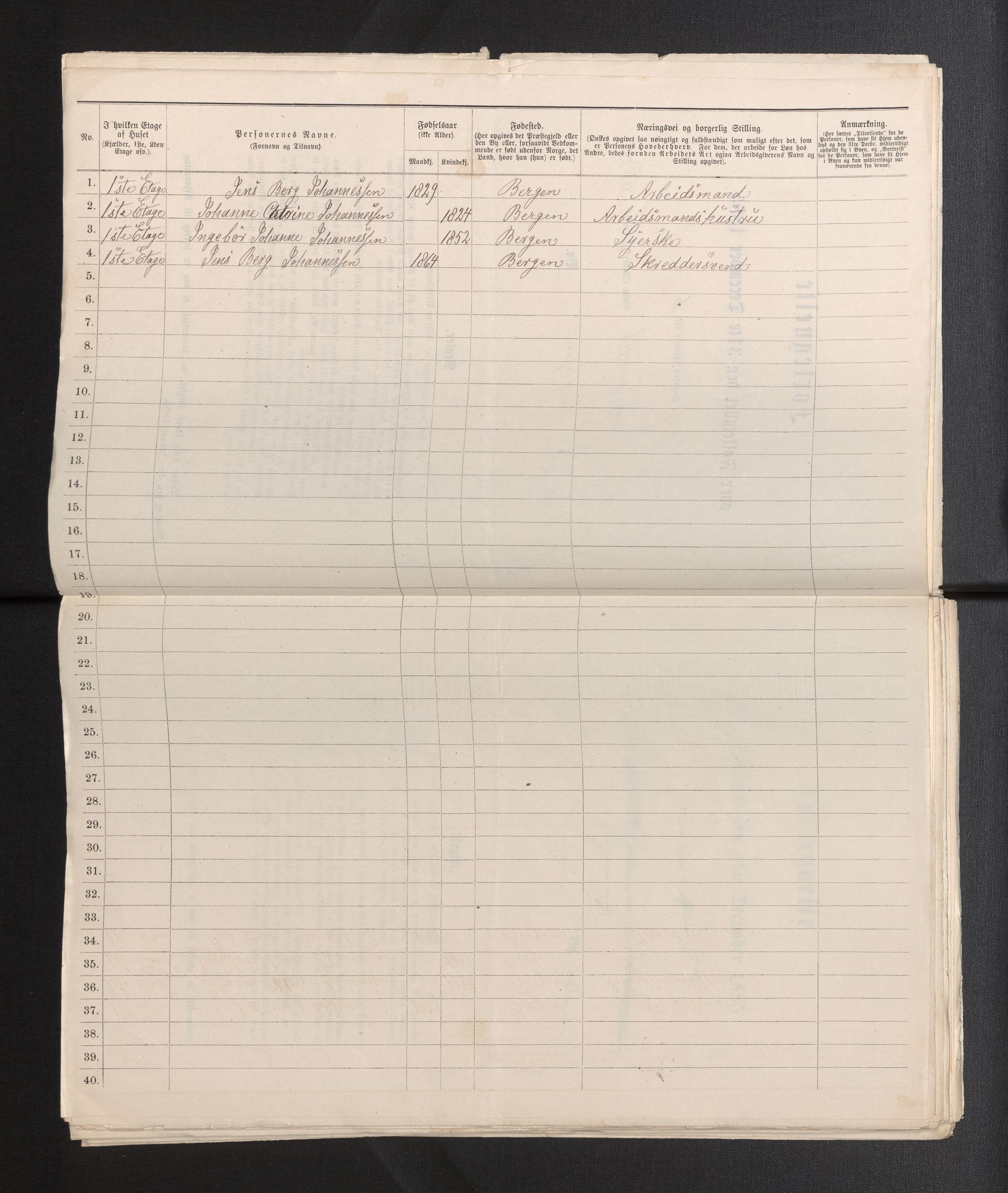 SAB, 1885 census for 1301 Bergen, 1885, p. 233