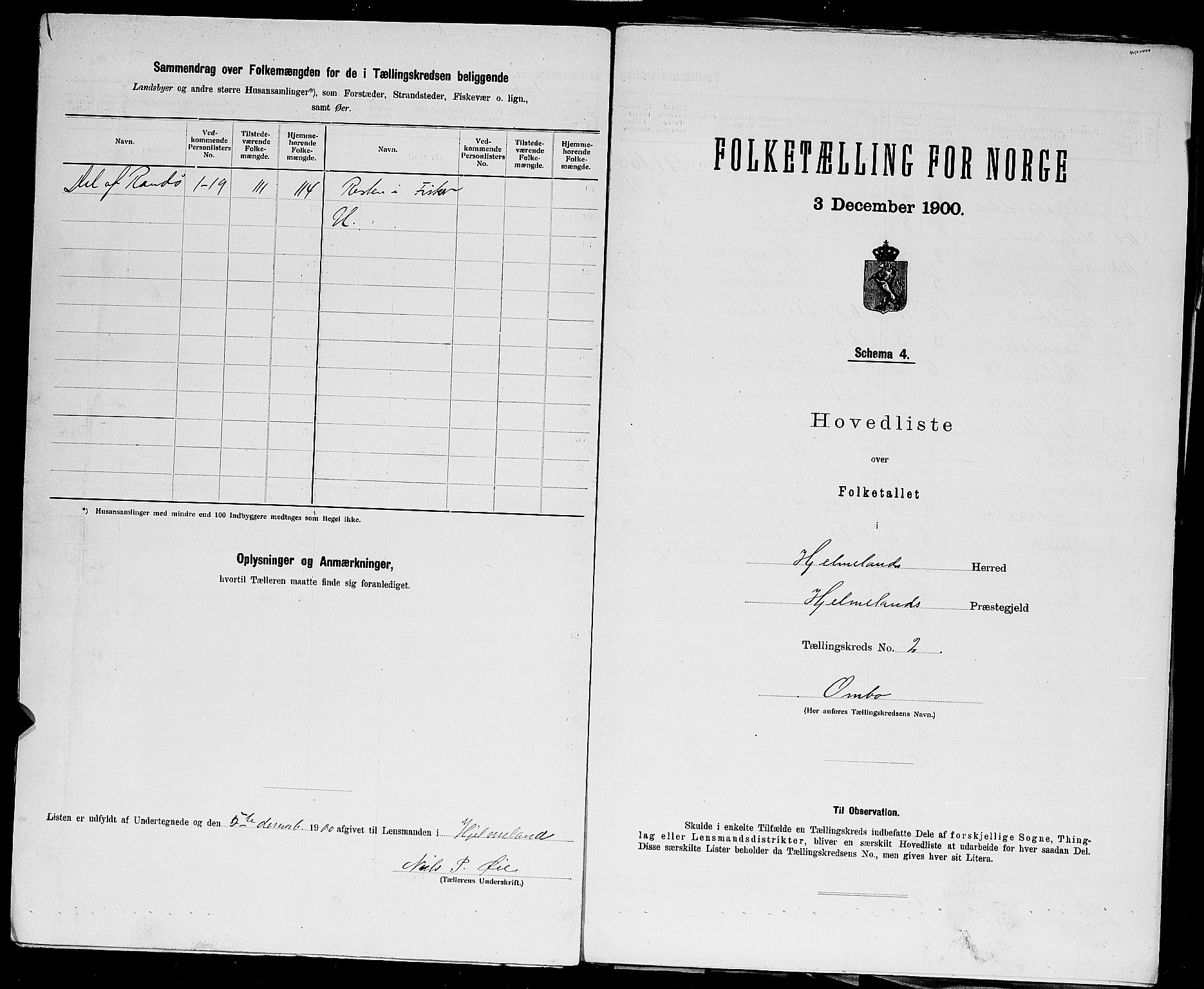 SAST, 1900 census for Hjelmeland, 1900, p. 21