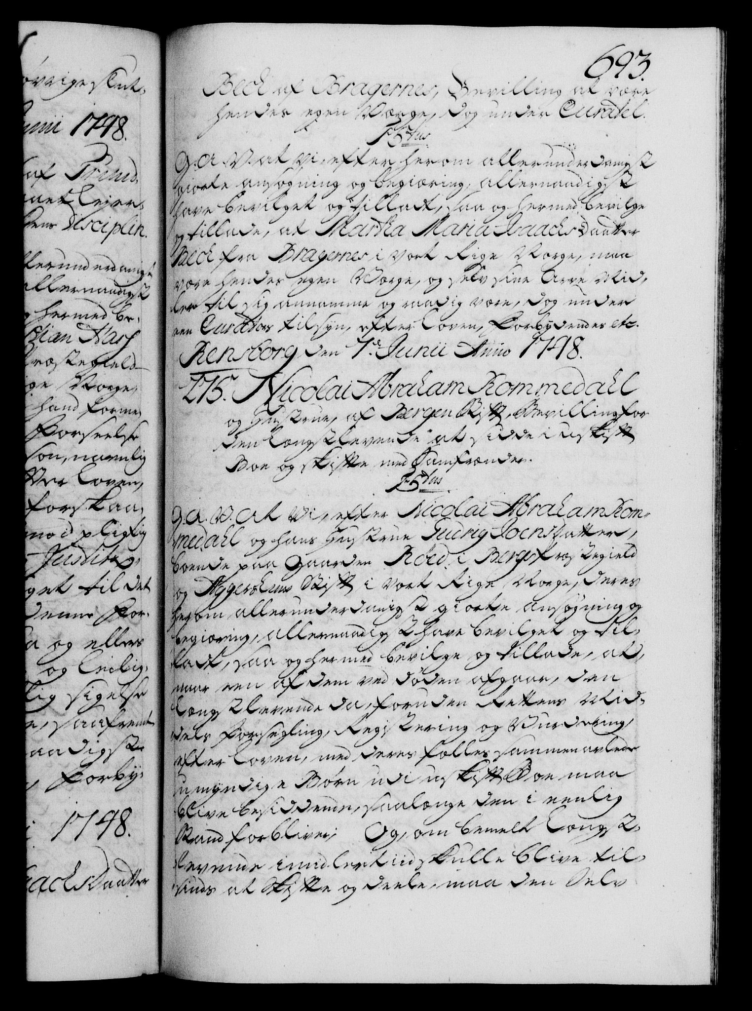 Danske Kanselli 1572-1799, AV/RA-EA-3023/F/Fc/Fca/Fcaa/L0035: Norske registre, 1746-1748, p. 693a