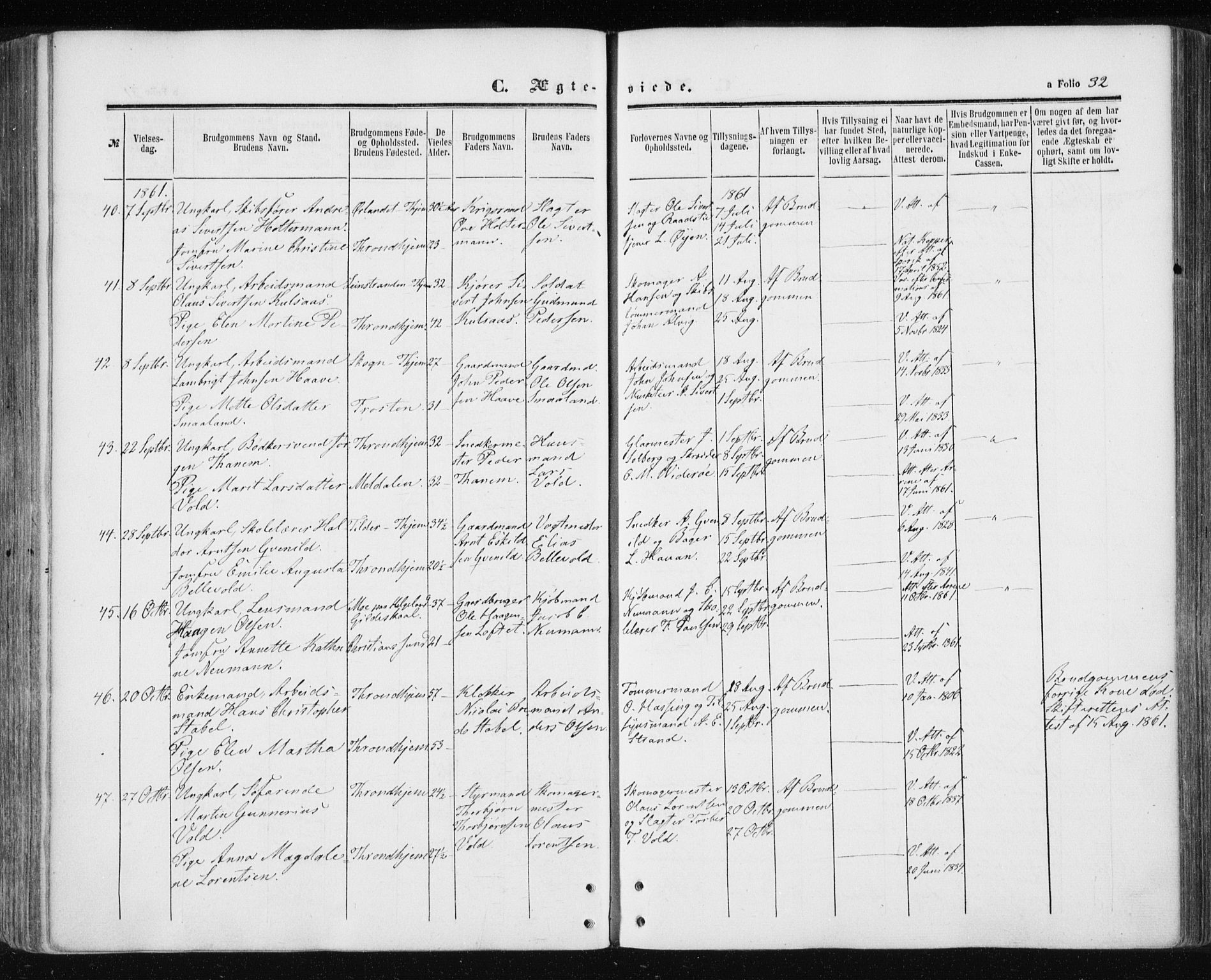 Ministerialprotokoller, klokkerbøker og fødselsregistre - Sør-Trøndelag, AV/SAT-A-1456/601/L0053: Parish register (official) no. 601A21, 1857-1865, p. 32