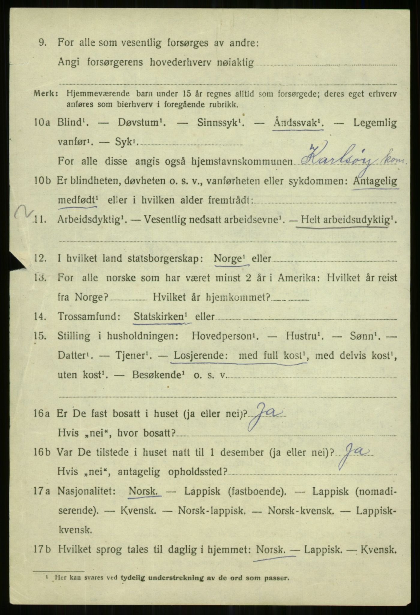 SATØ, 1920 census for Karlsøy, 1920, p. 761