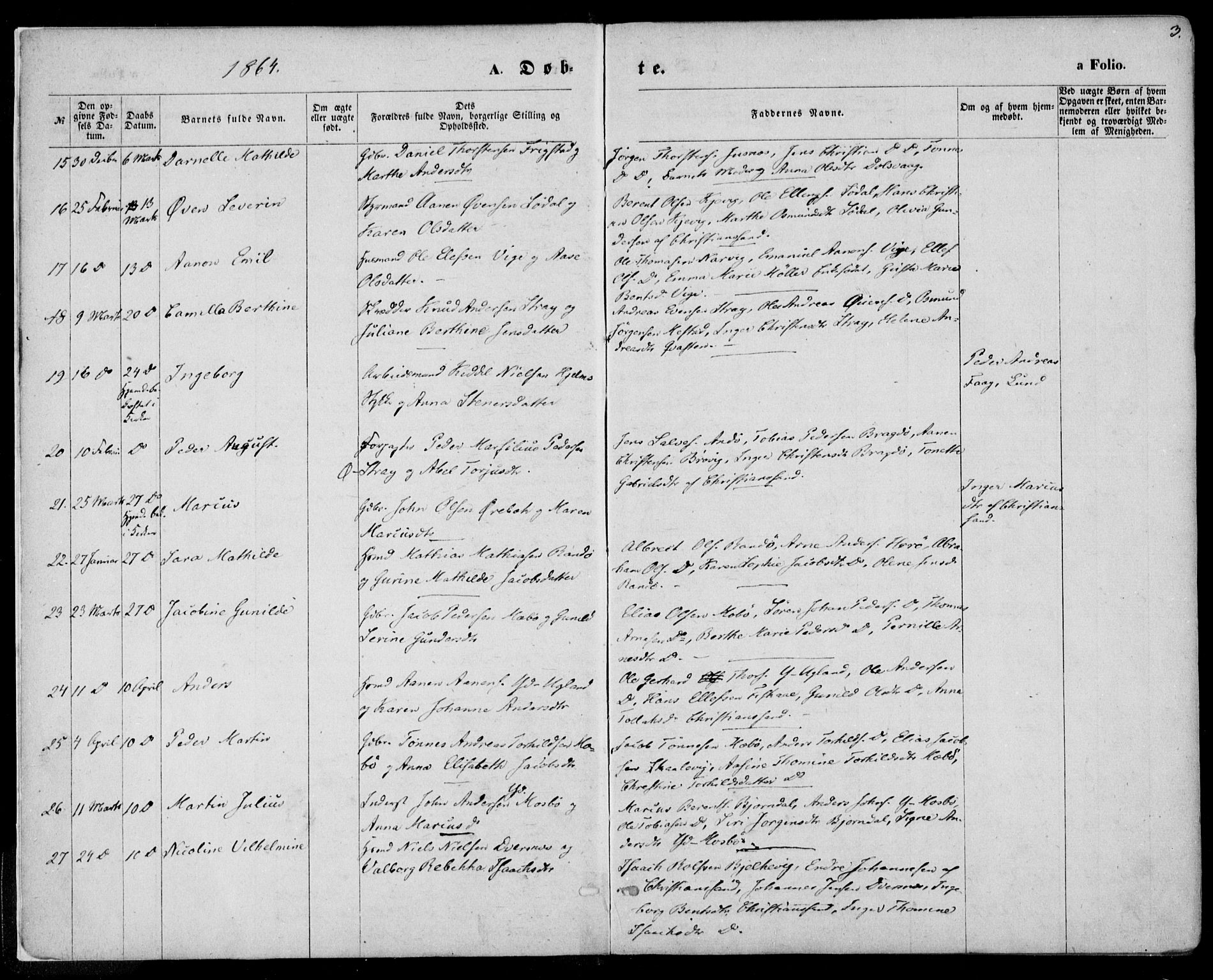 Oddernes sokneprestkontor, SAK/1111-0033/F/Fa/Faa/L0008: Parish register (official) no. A 8, 1864-1880, p. 3