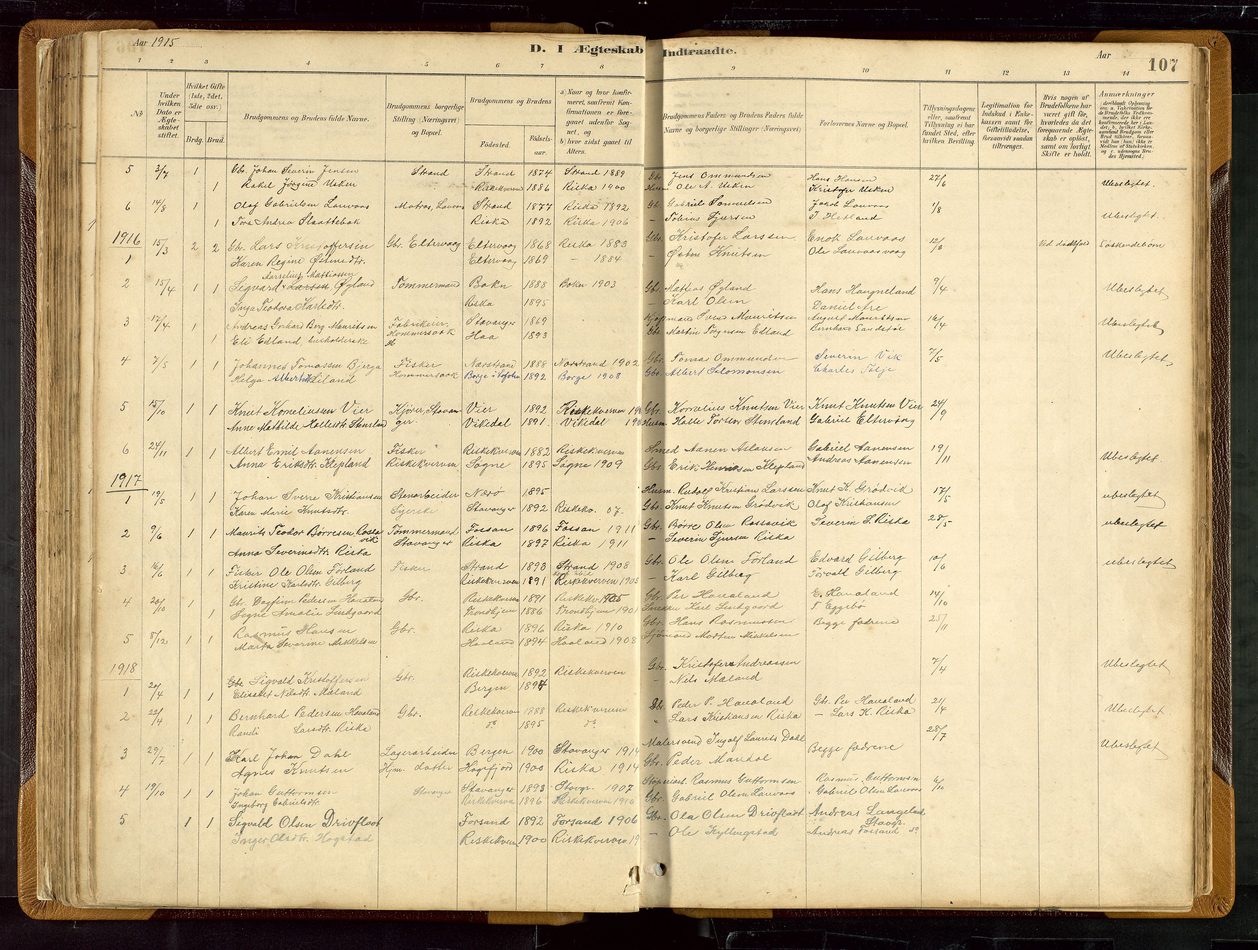 Hetland sokneprestkontor, SAST/A-101826/30/30BB/L0007: Parish register (copy) no. B 7, 1878-1910, p. 107