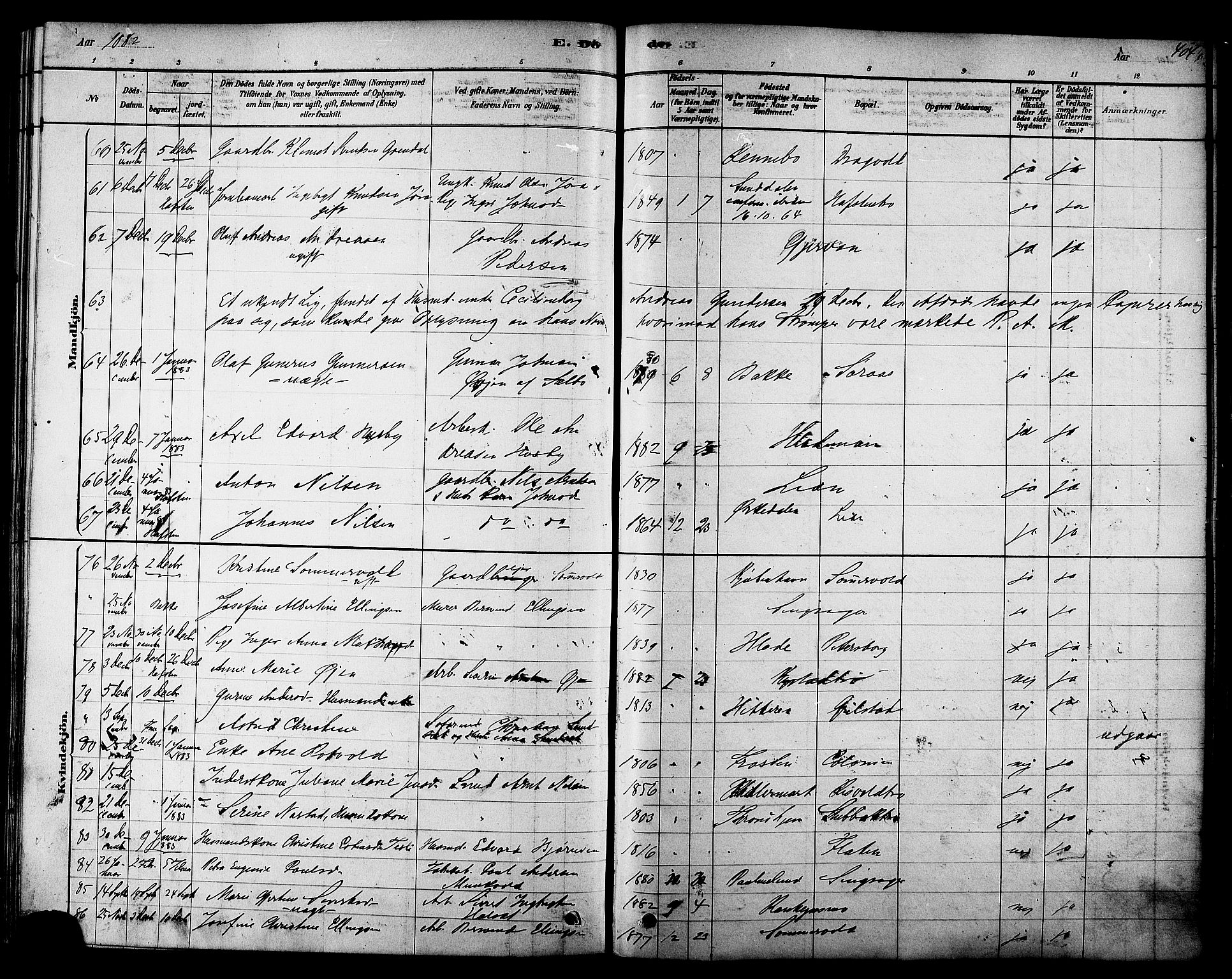 Ministerialprotokoller, klokkerbøker og fødselsregistre - Sør-Trøndelag, SAT/A-1456/606/L0294: Parish register (official) no. 606A09, 1878-1886, p. 404